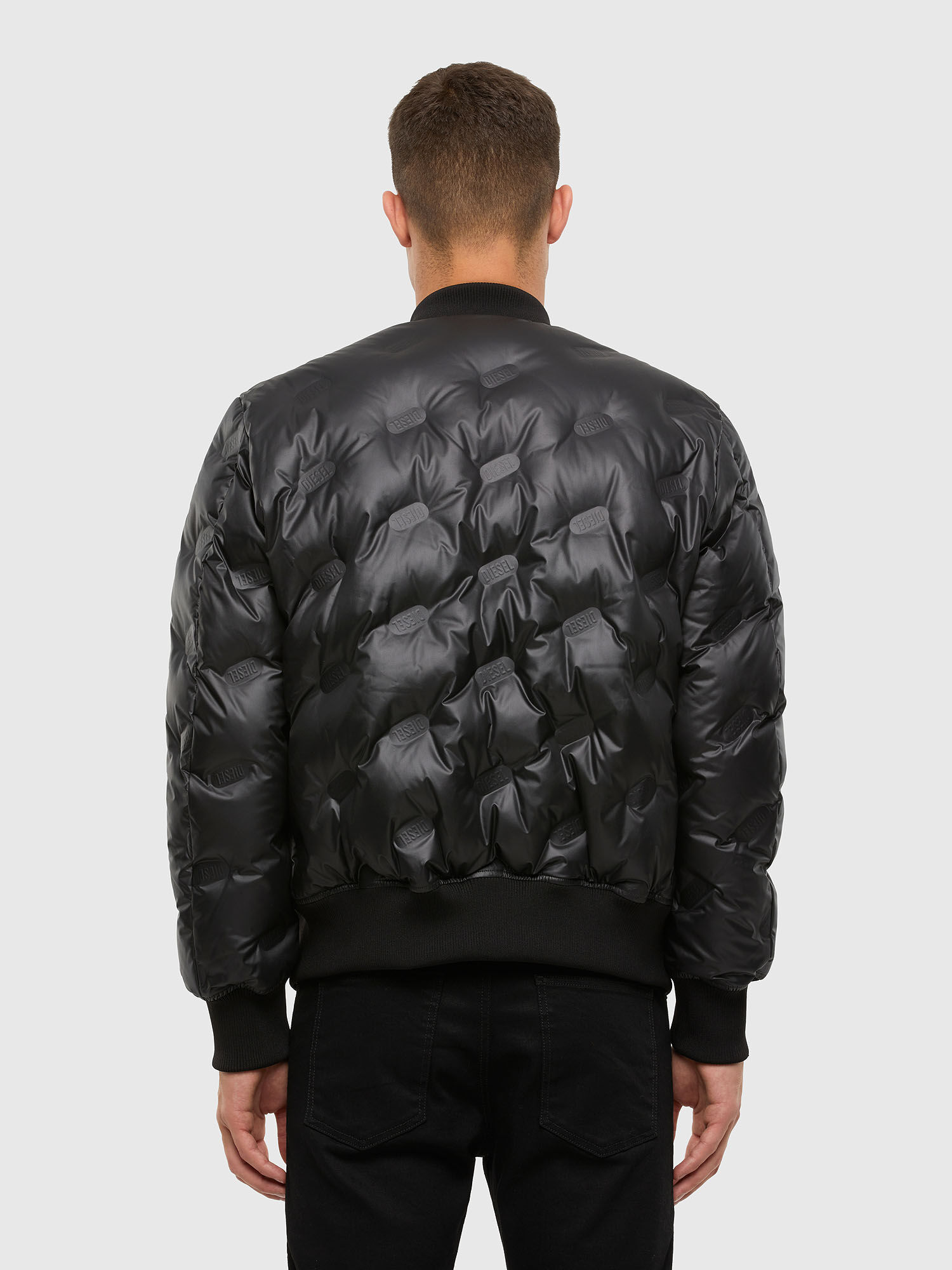 W-ON-THERMO Logo-quilted down bomber jacket Black