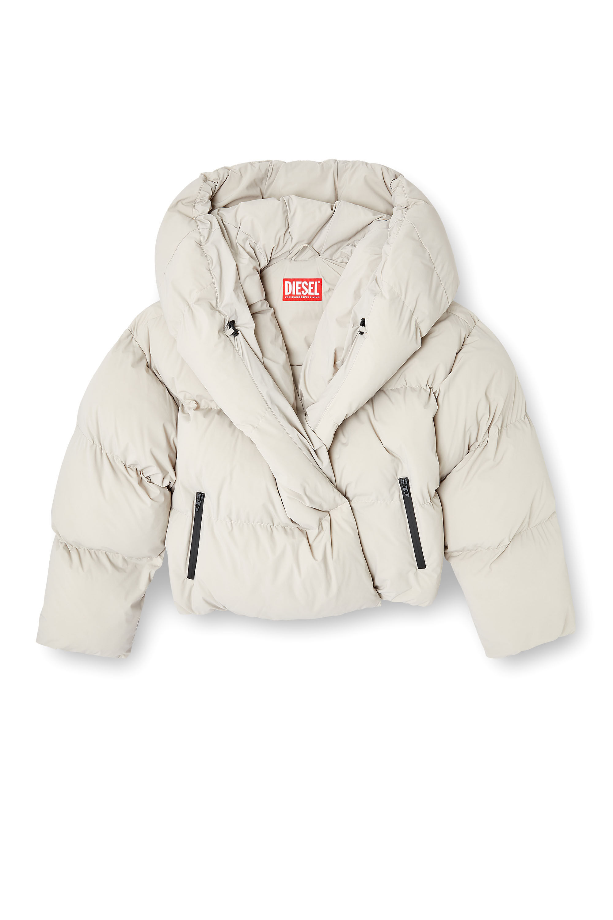 Diesel - W-ILEY-T1, Chaqueta de plumón envolvente en nylon bi-elástico Mujer in Beige - 2