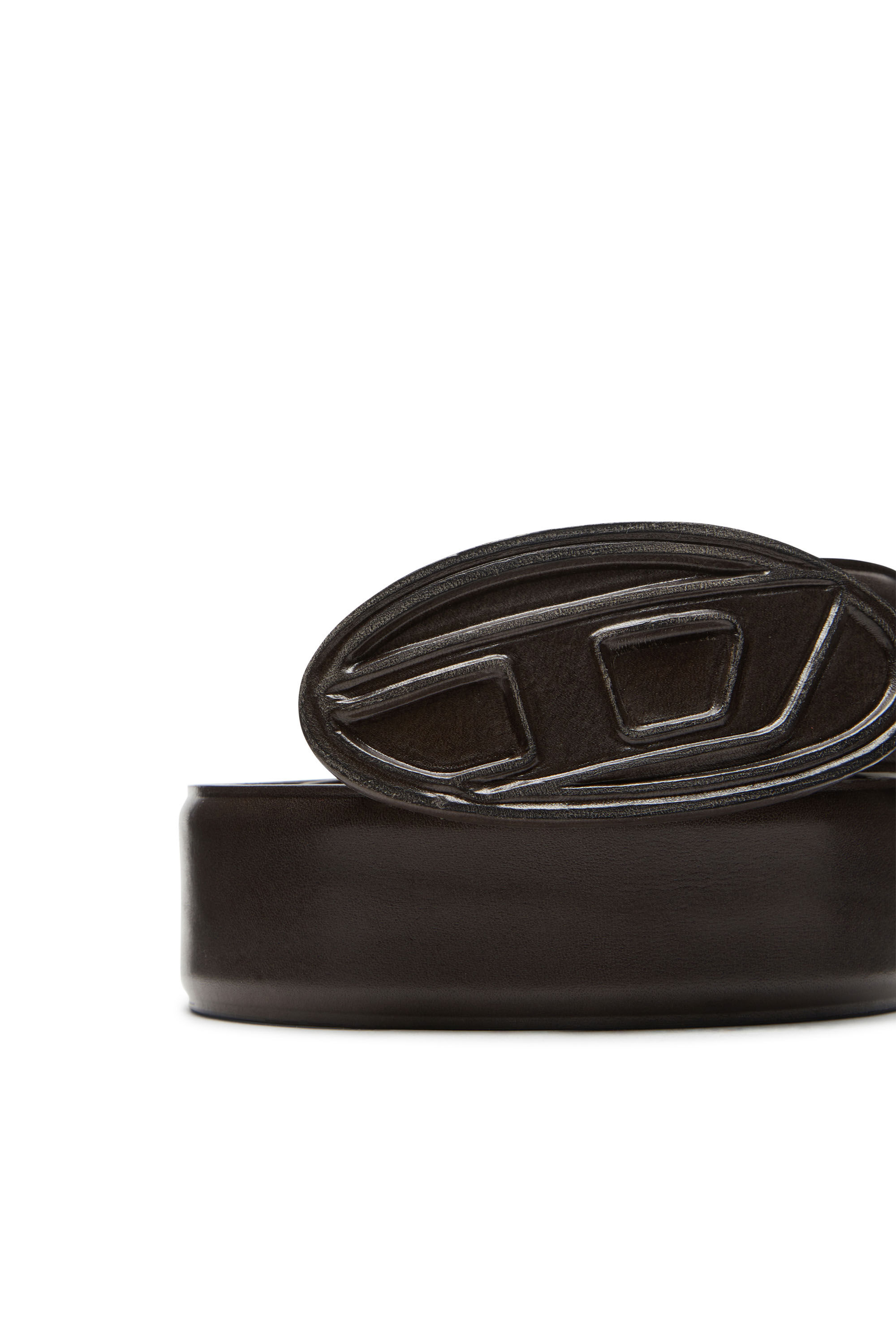 Men's Leather belt with leather-covered buckle | Brown | Diesel