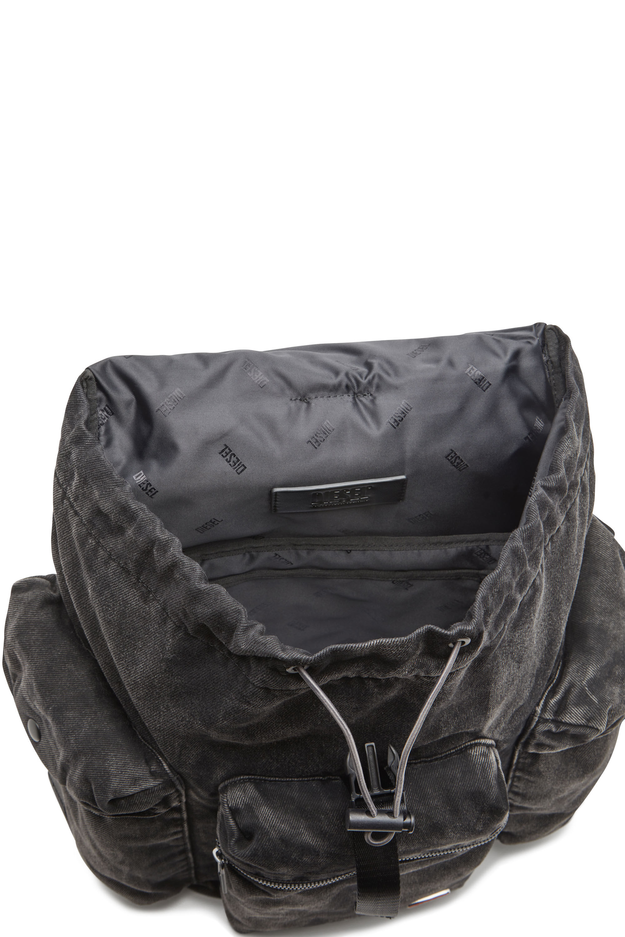 Diesel - UTLT BACKPACK, Utlt Backpack-Mochila utility de denim con efecto nublado Hombre in Negro - 2