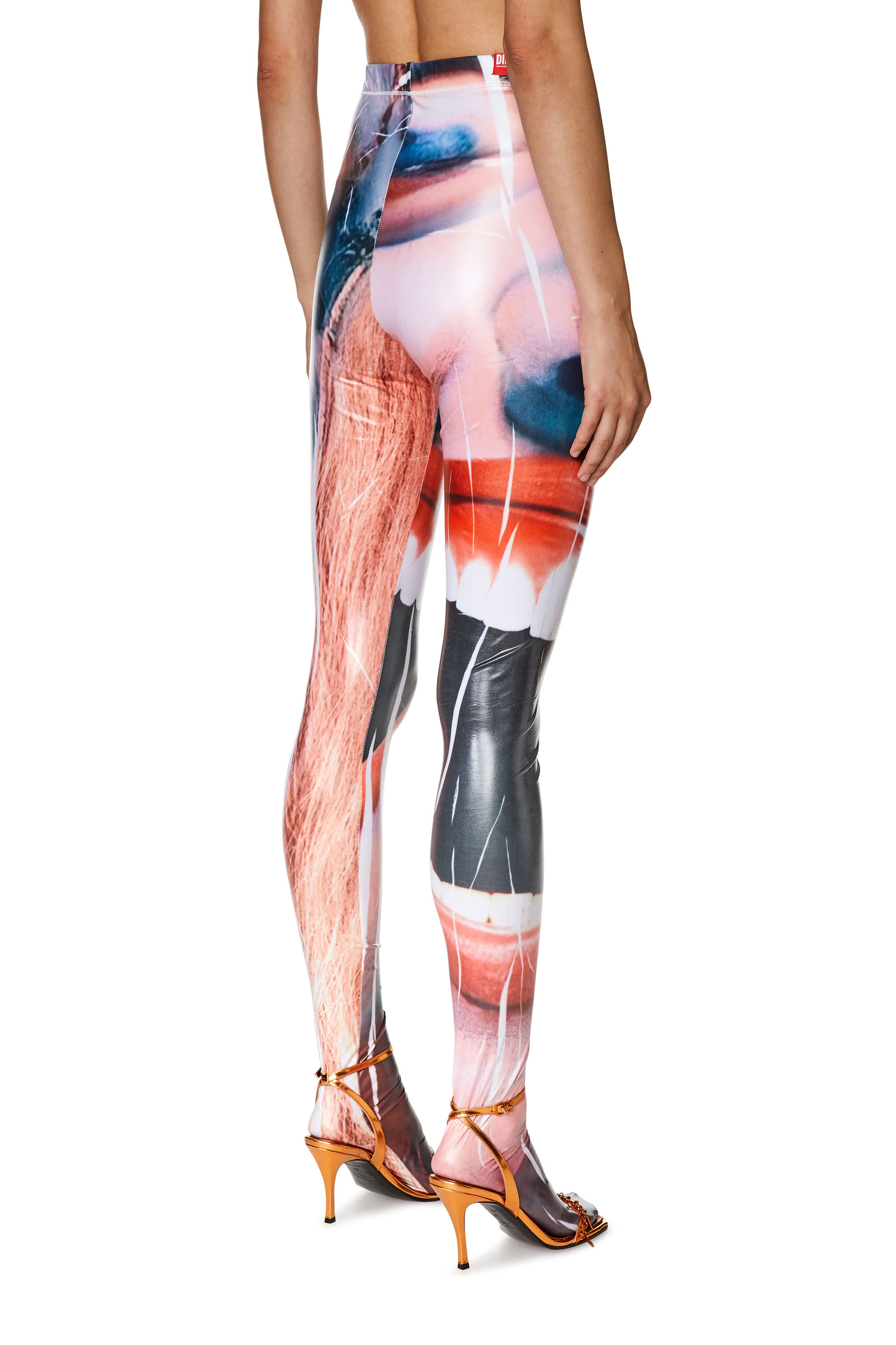 Women's Tights with close-up face print | Pink | Diesel