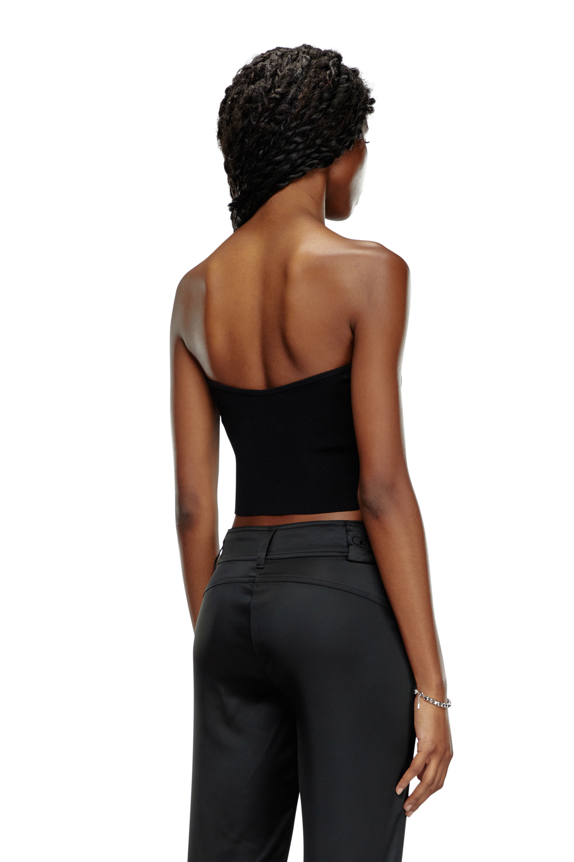 Diesel - M-CLARKSVILLE-A, Woman's Bandeau top with oval D plaque in Black/Grey - 5