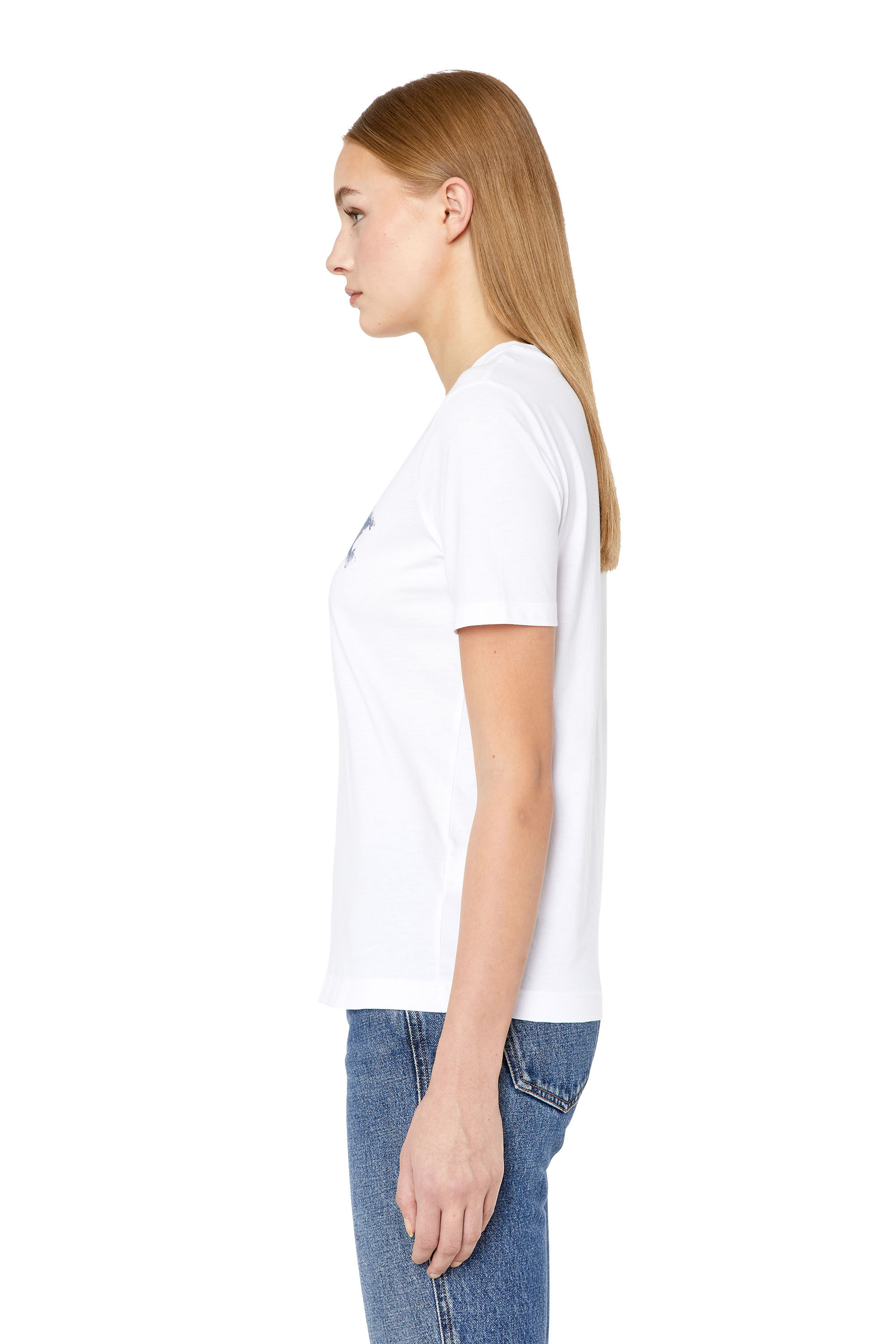 Diesel - T-REG-G7, Camiseta con estampado de logotipo y círculo Mujer in Blanco - 6