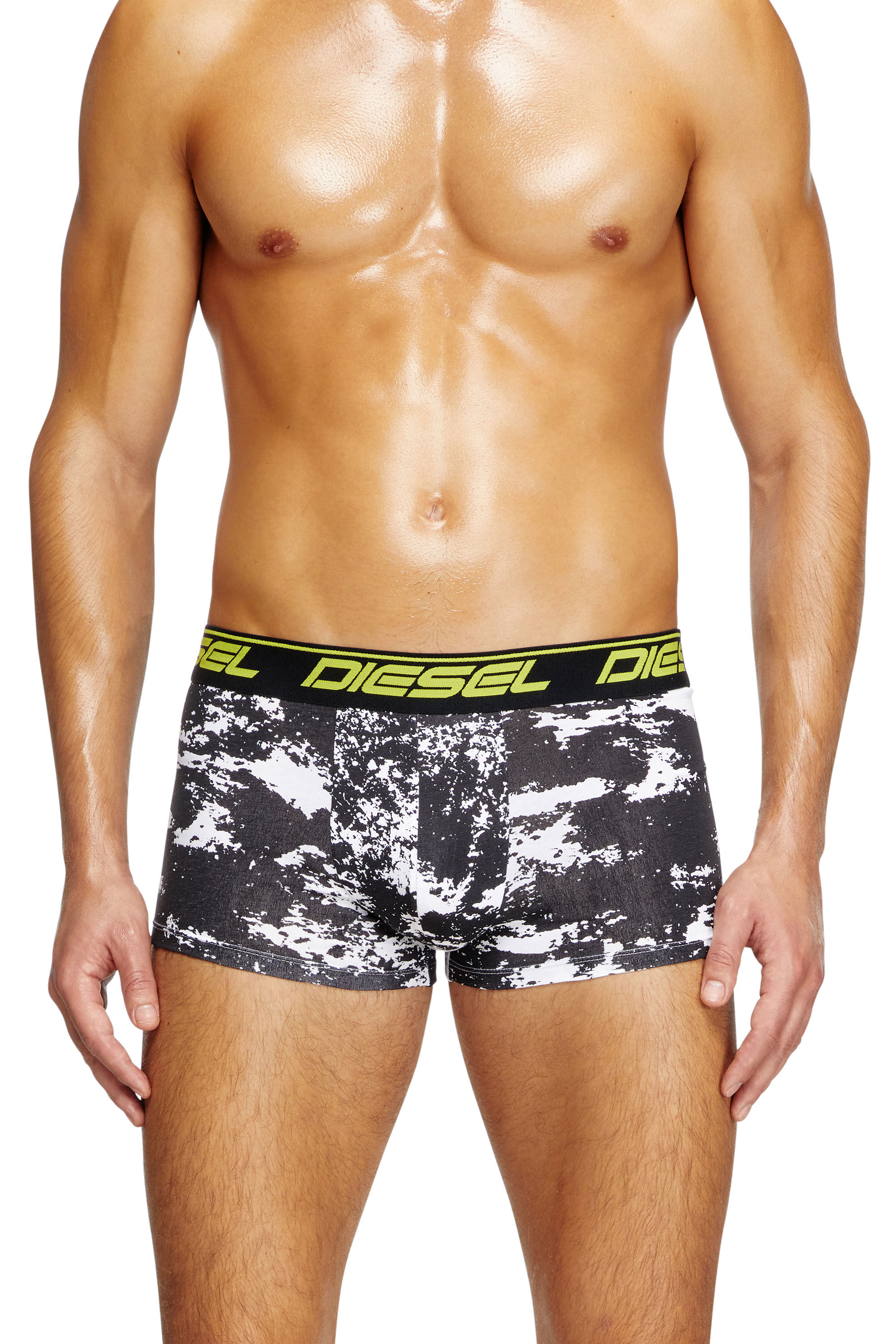 Diesel - UMBX-DAMIENTHREEPACK, Man's Three-pack cloudy-print boxer briefs in Black/Yellow - 1
