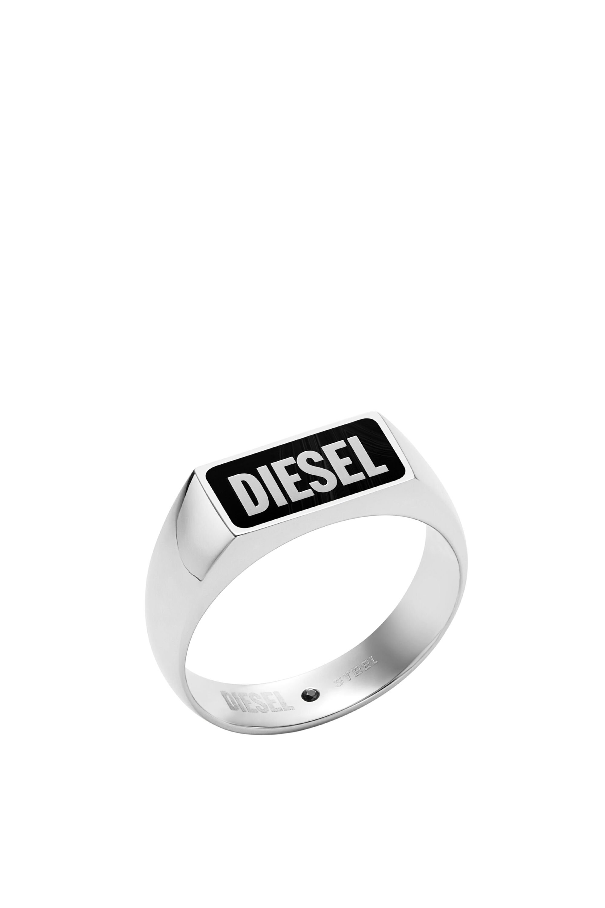 Diesel - DX1512, Hombre Anillo de sello de ágata negra in Plateado - Image 1