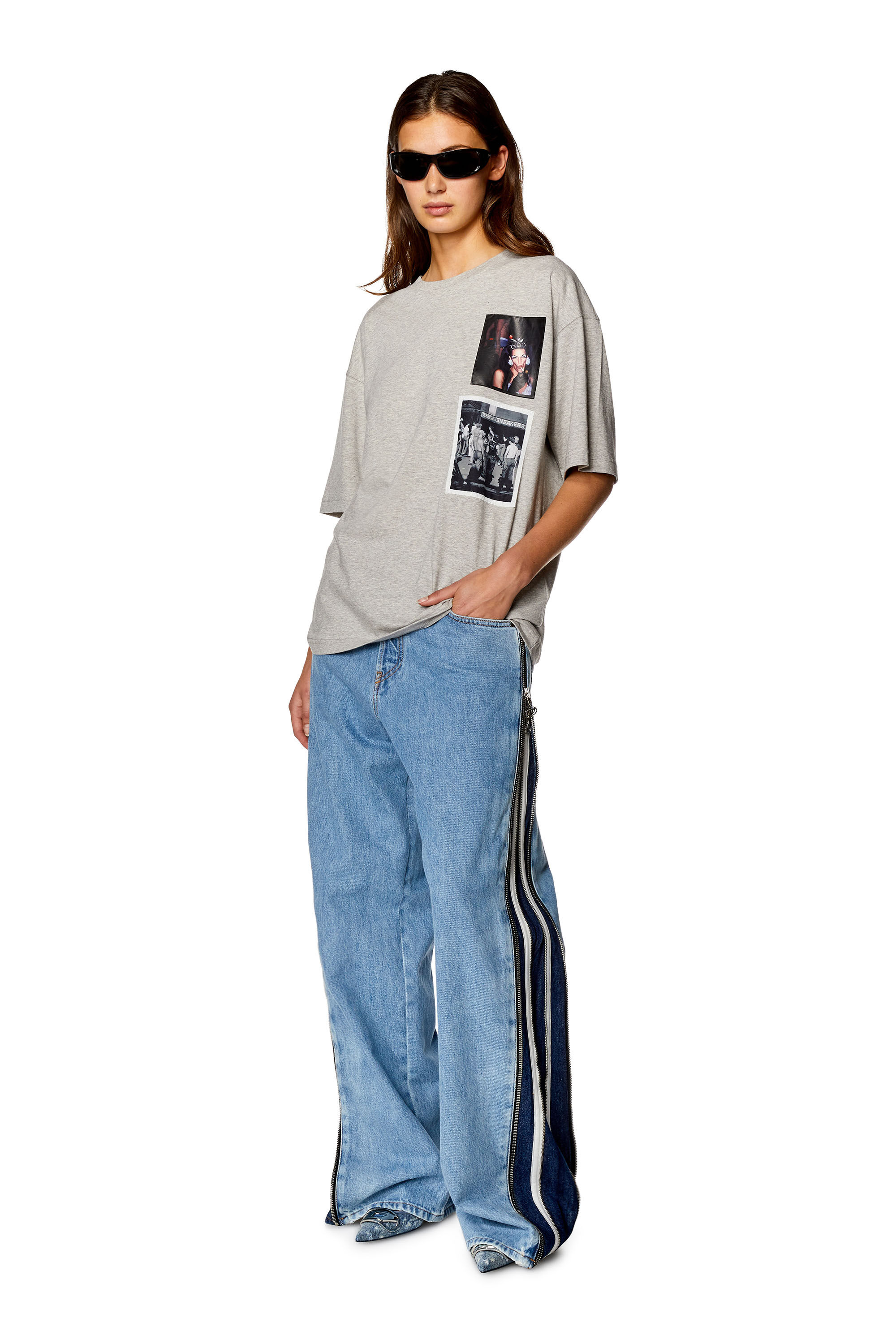 Diesel - PR-T-NLABEL-23, Unisex's Boxy T-shirt with multiple patches in Light Grey - 6
