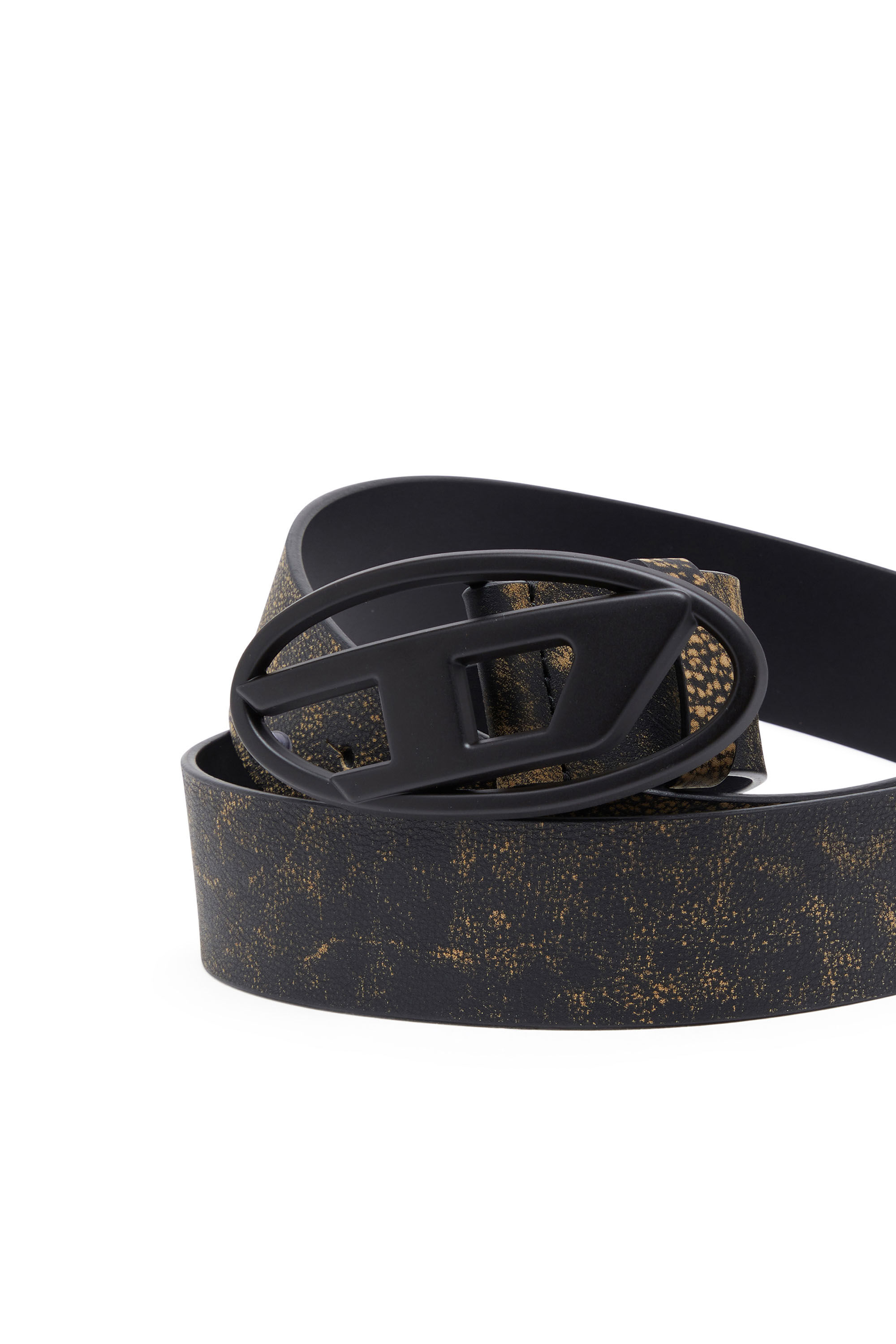 Women's Treated leather belt with logo buckle | Multicolor | Diesel