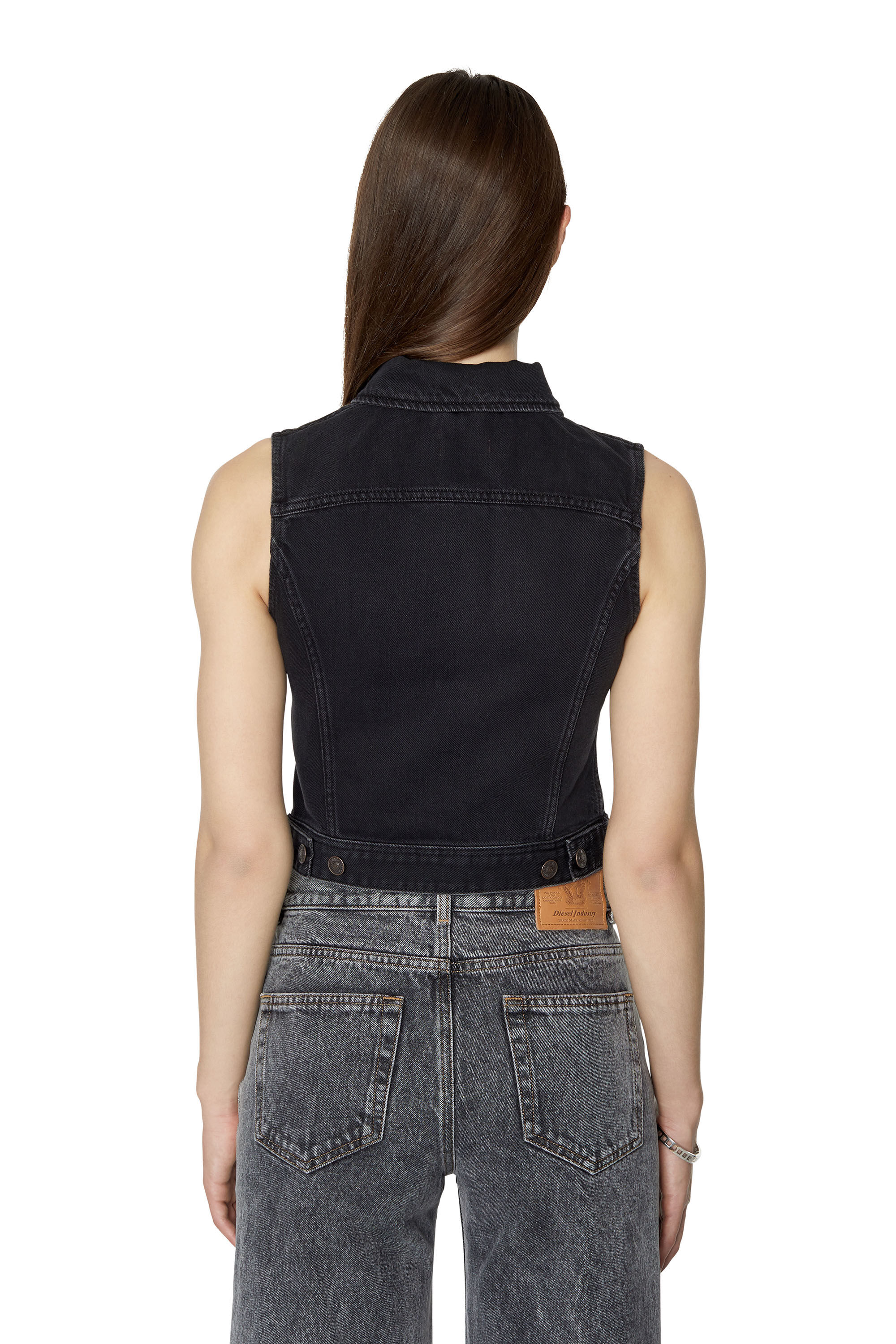 Black sleeveless hot sale denim vest