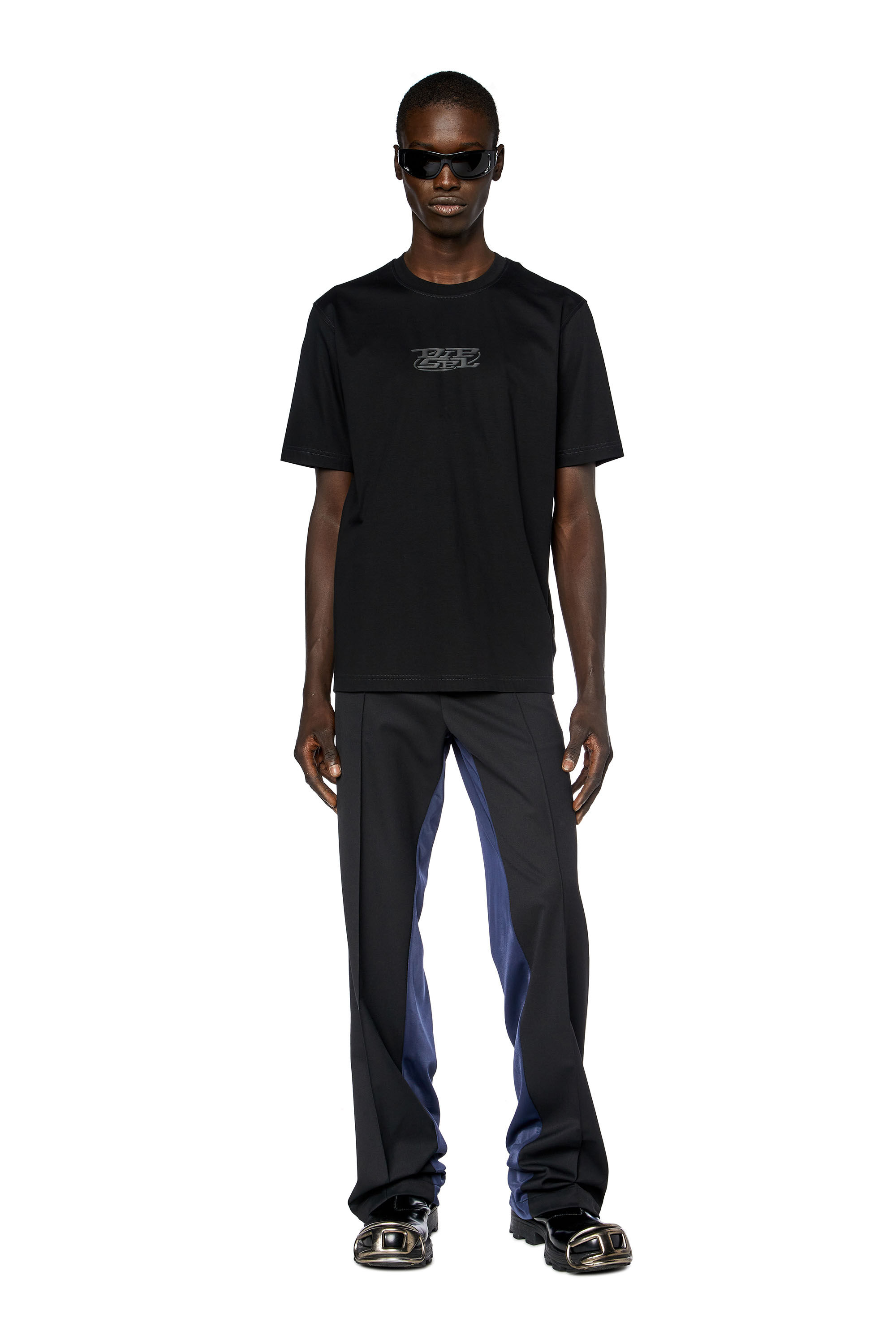 Men's Logo-print T-shirt in mercerised cotton | Black | Diesel