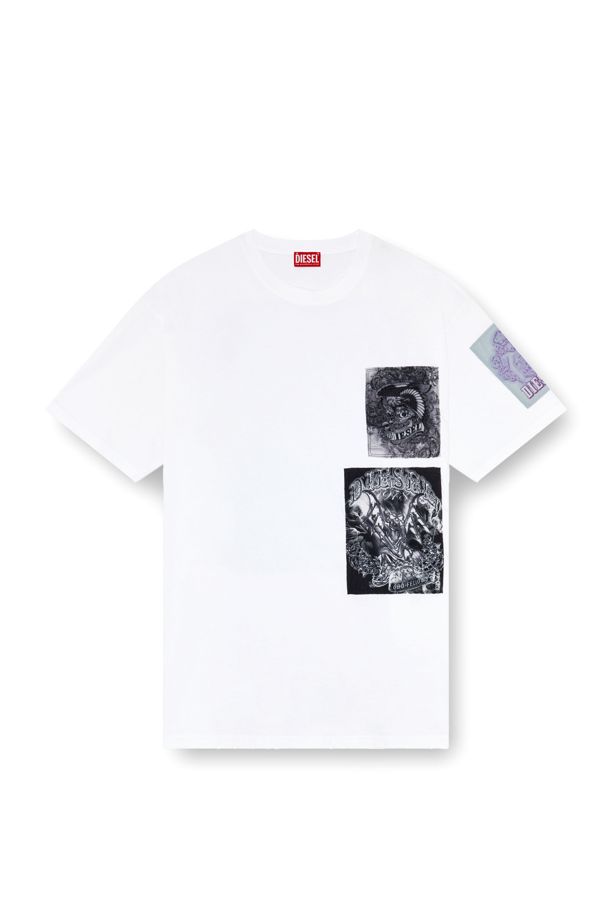 Diesel - T-BOXT-SLITS-Q10, Hombre Camiseta con parches estampados cortados en crudo in Blanco - Image 2