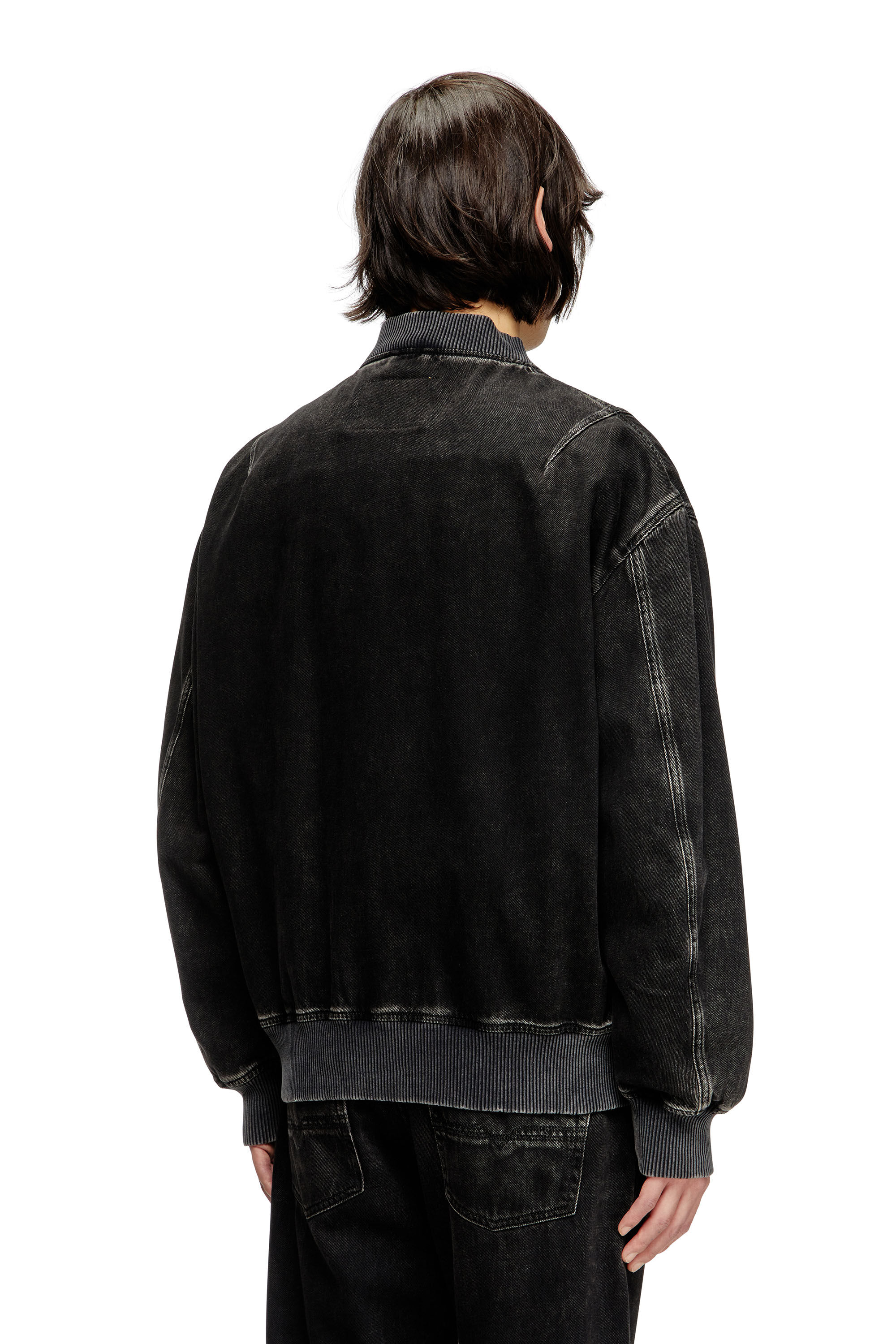 Diesel - D-VINZ, Man's Bomber jacket in clean-wash denim in Black - 5
