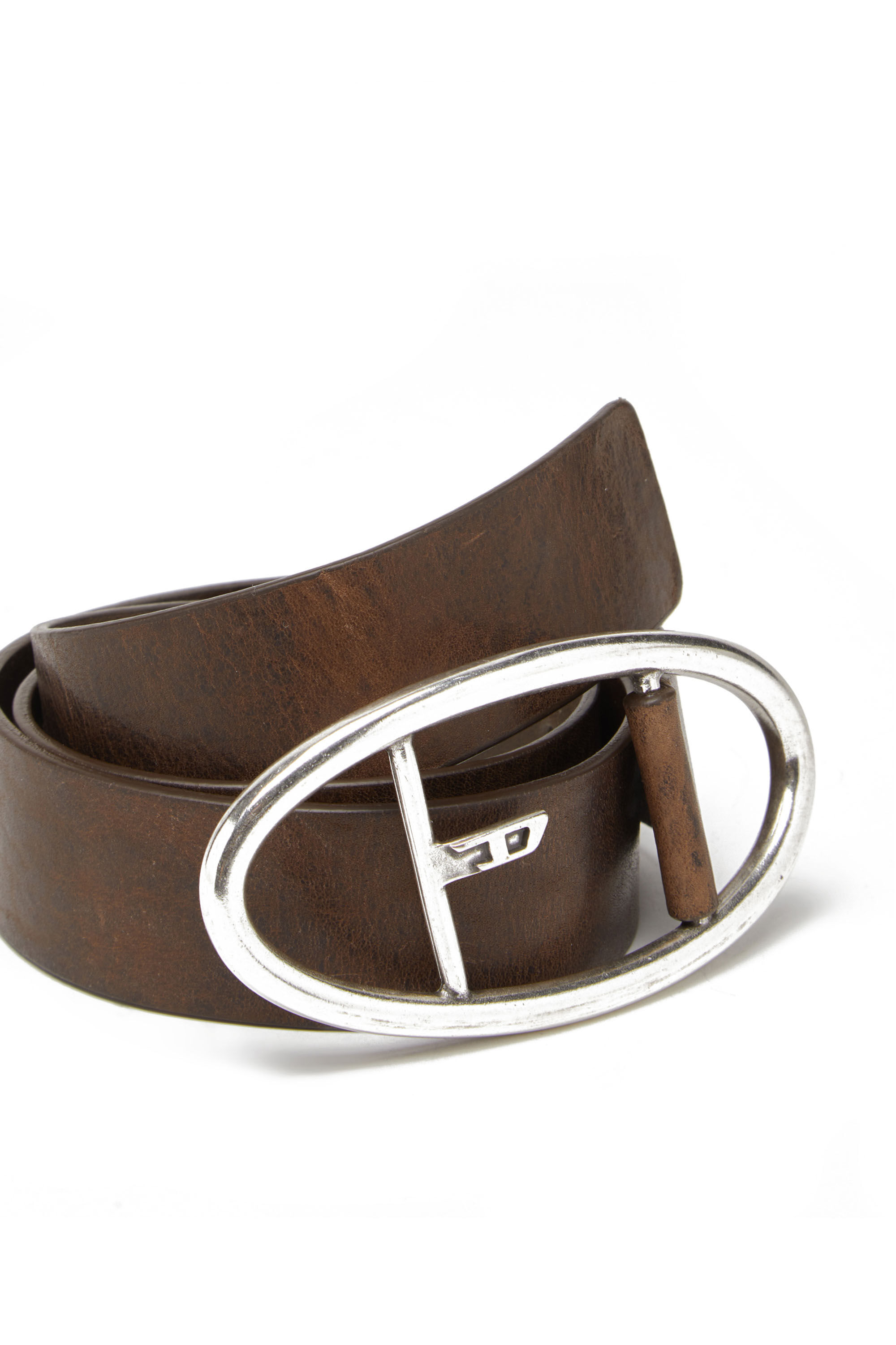 Two Pieces Belt (Narrow) - Brown & Dark Brown Oval Buckle / 42 US