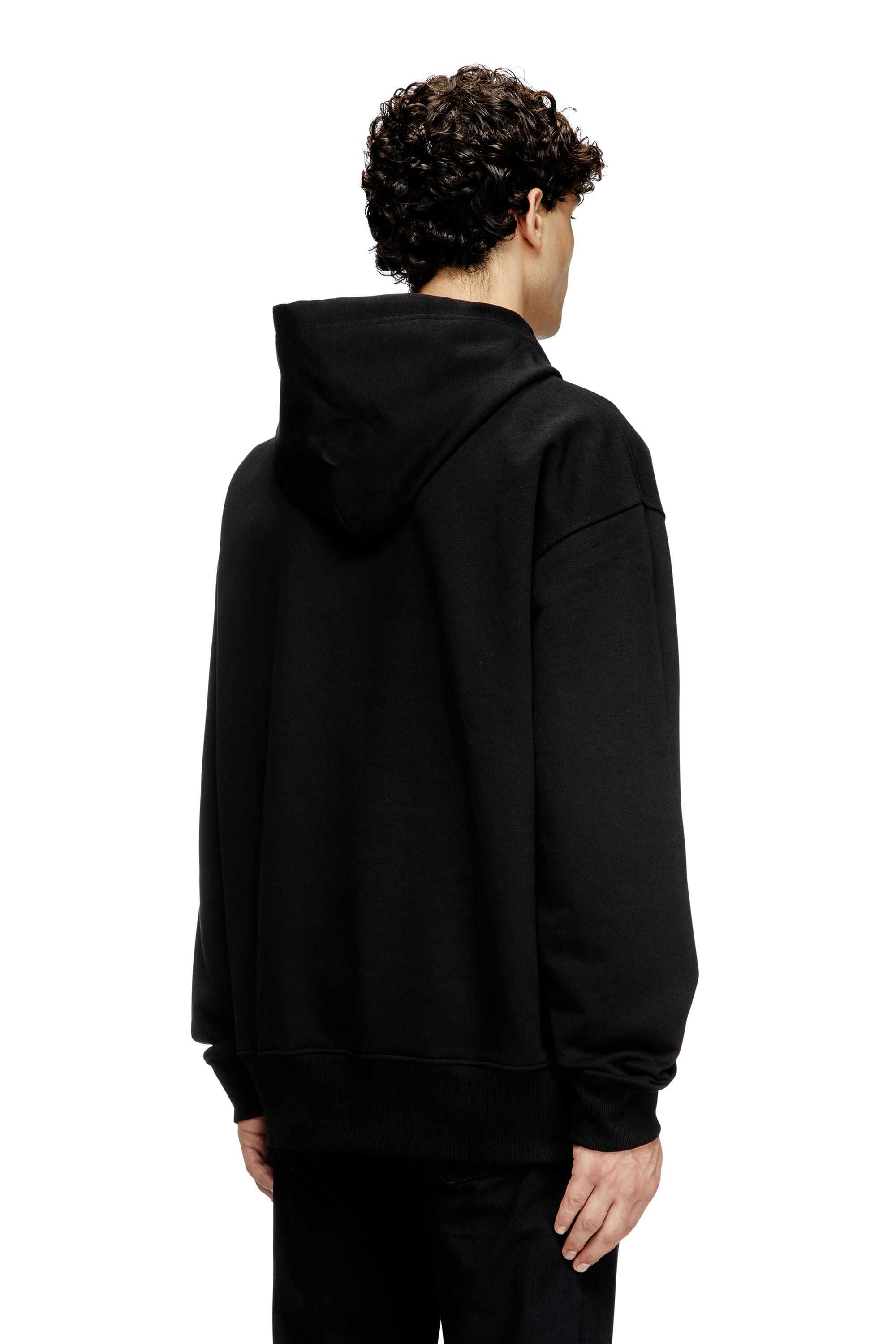 Diesel - S-MACS-HOOD-OD, Sudadera con capucha extragrande con logotipo metálico Hombre in Negro - 4