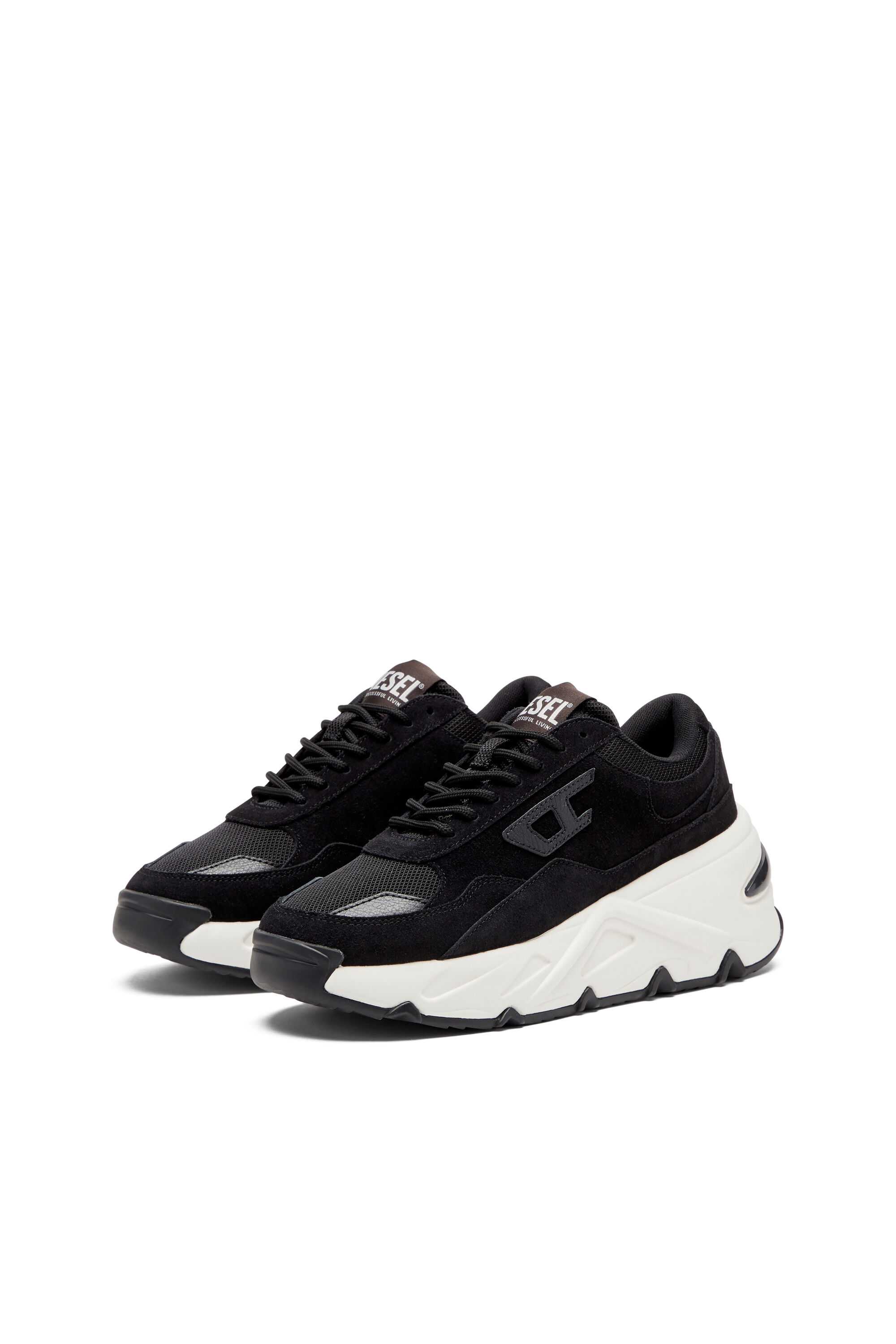 Diesel - S-SAVANNAH W, S-Savannah-Deportivas con suela de plataforma en gamuza y malla Mujer in Negro - 8