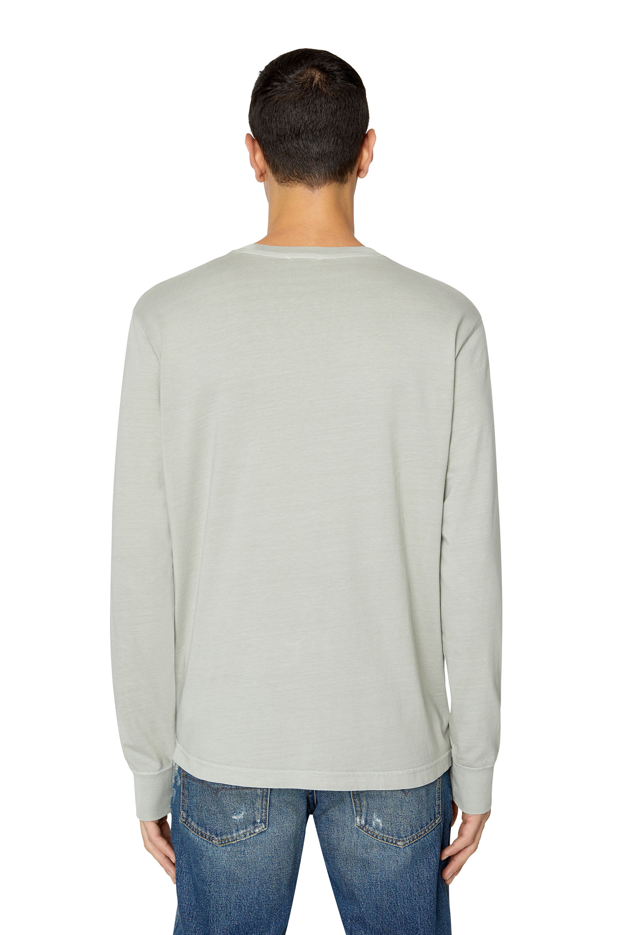 Diesel - T-JUST-LS-E10, Man's Long-sleeve T-shirt with fly embroidery in Grey - 5