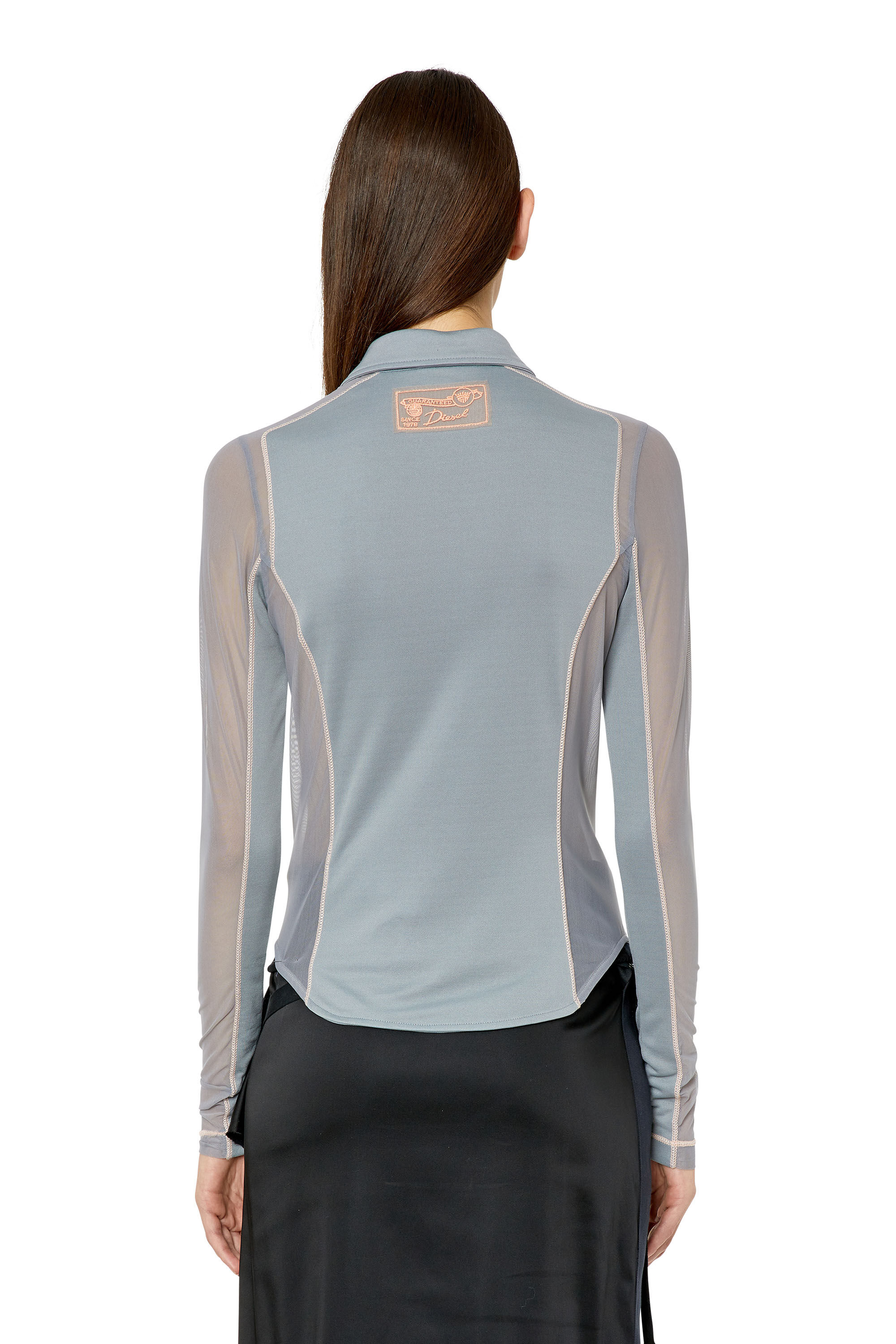 Diesel - T-NOXA, Woman's Modal blend shirt with mesh inserts in Light Grey - 5