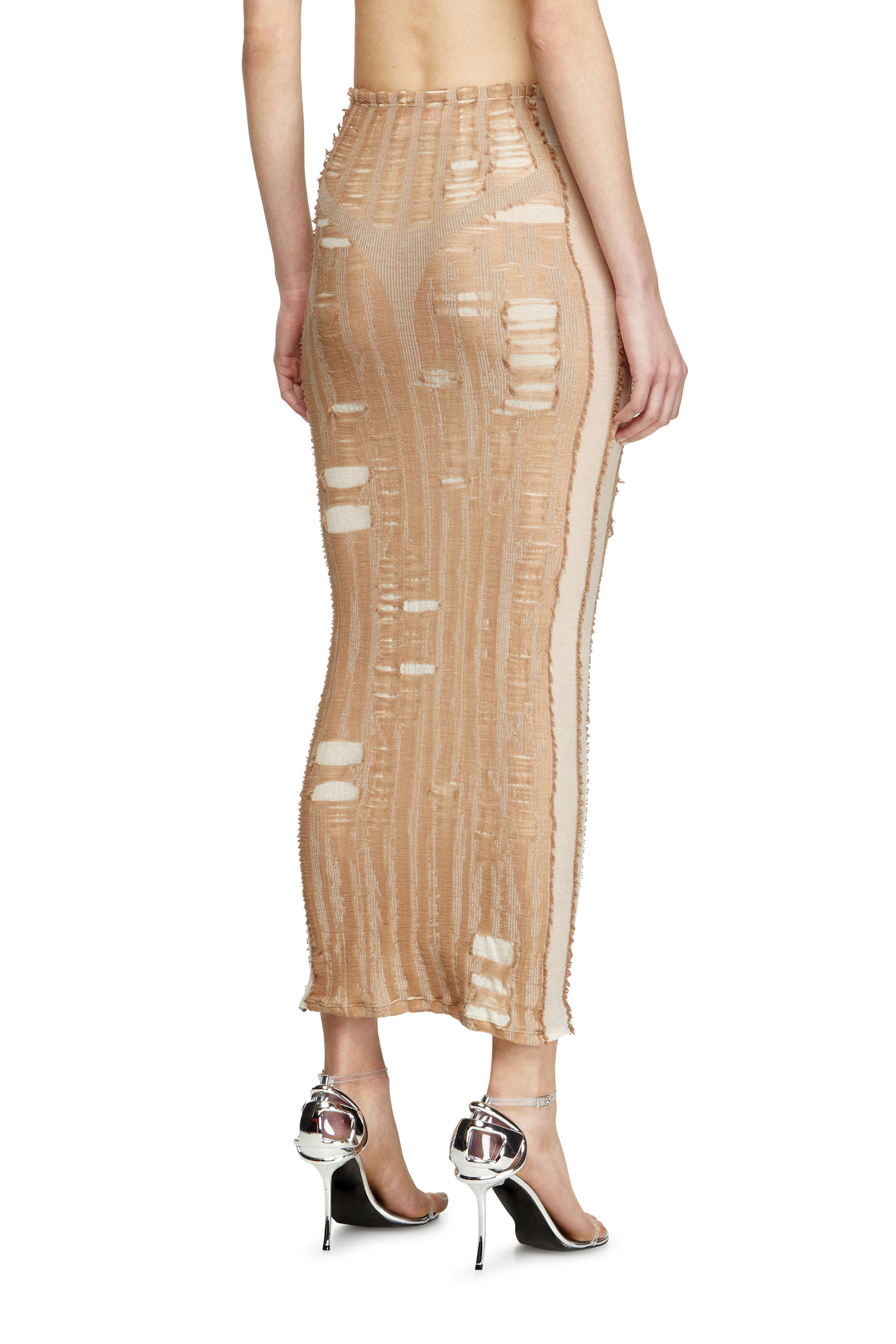 スカート DIESEL m-calina Women's Seamless midi skirt with lingerie illusion | Beige