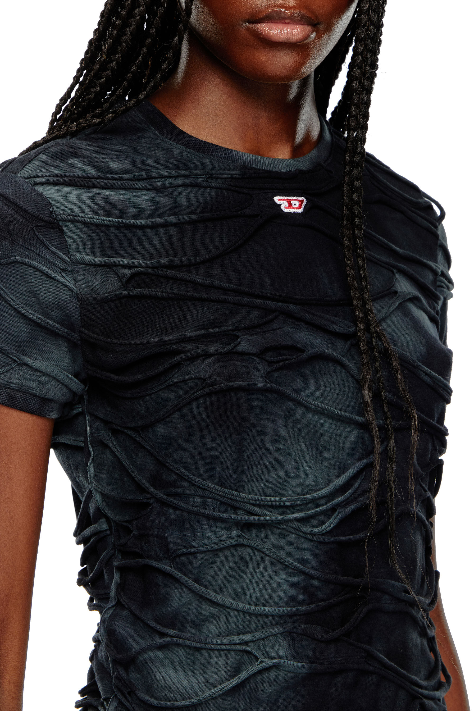 Women's T-shirt with floating strands | Black | Diesel