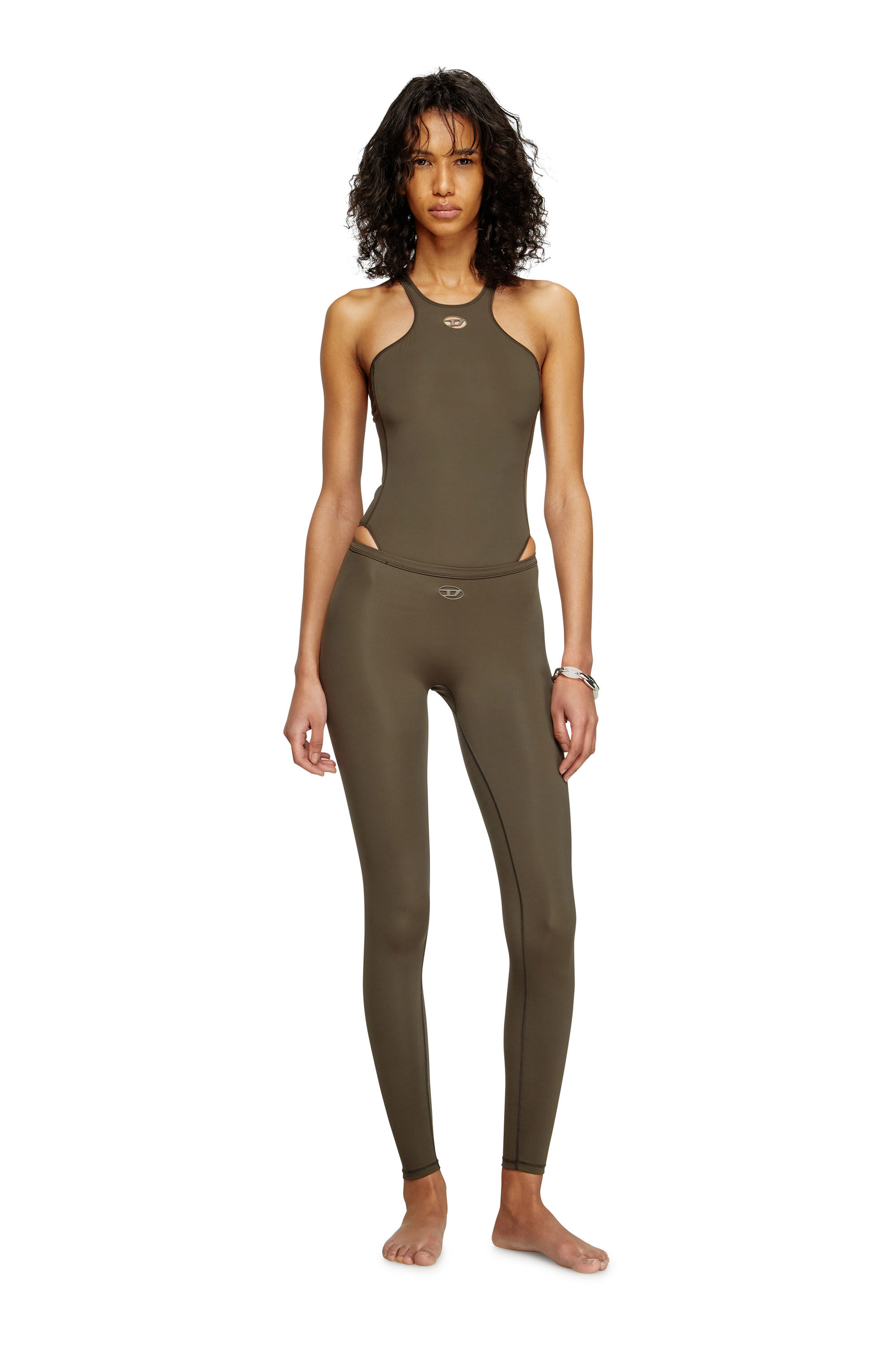 Diesel - MINA-UTLT, Woman's Stretch Nylon leggings in Brown - 3
