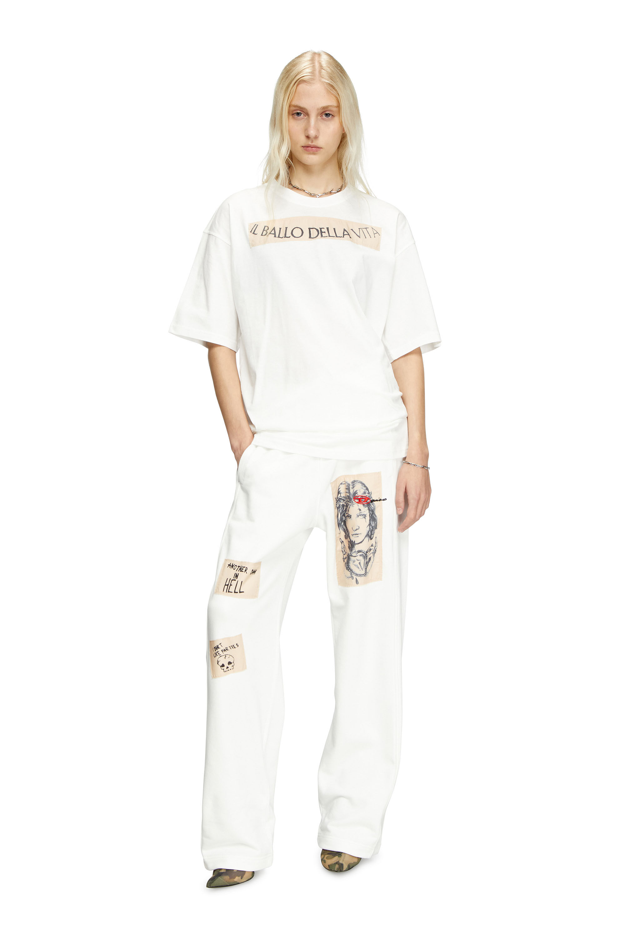 【DIESEL】T-Boxt-Ballo-Dd Tシャツ Women's T-shirt with tattoo patch | White | Diesel
