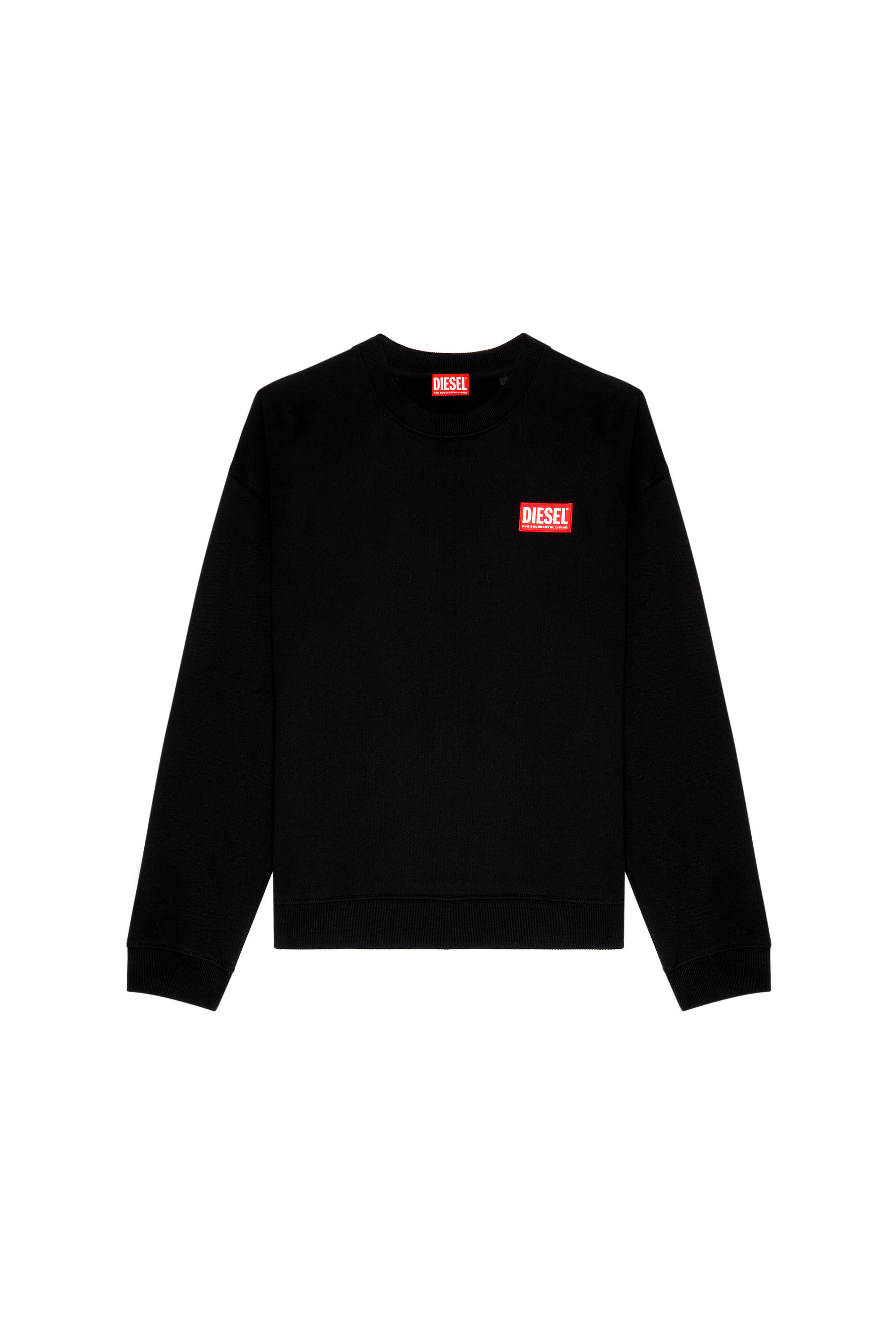 Men s Oversized sweatshirt with logo patch Black Diesel