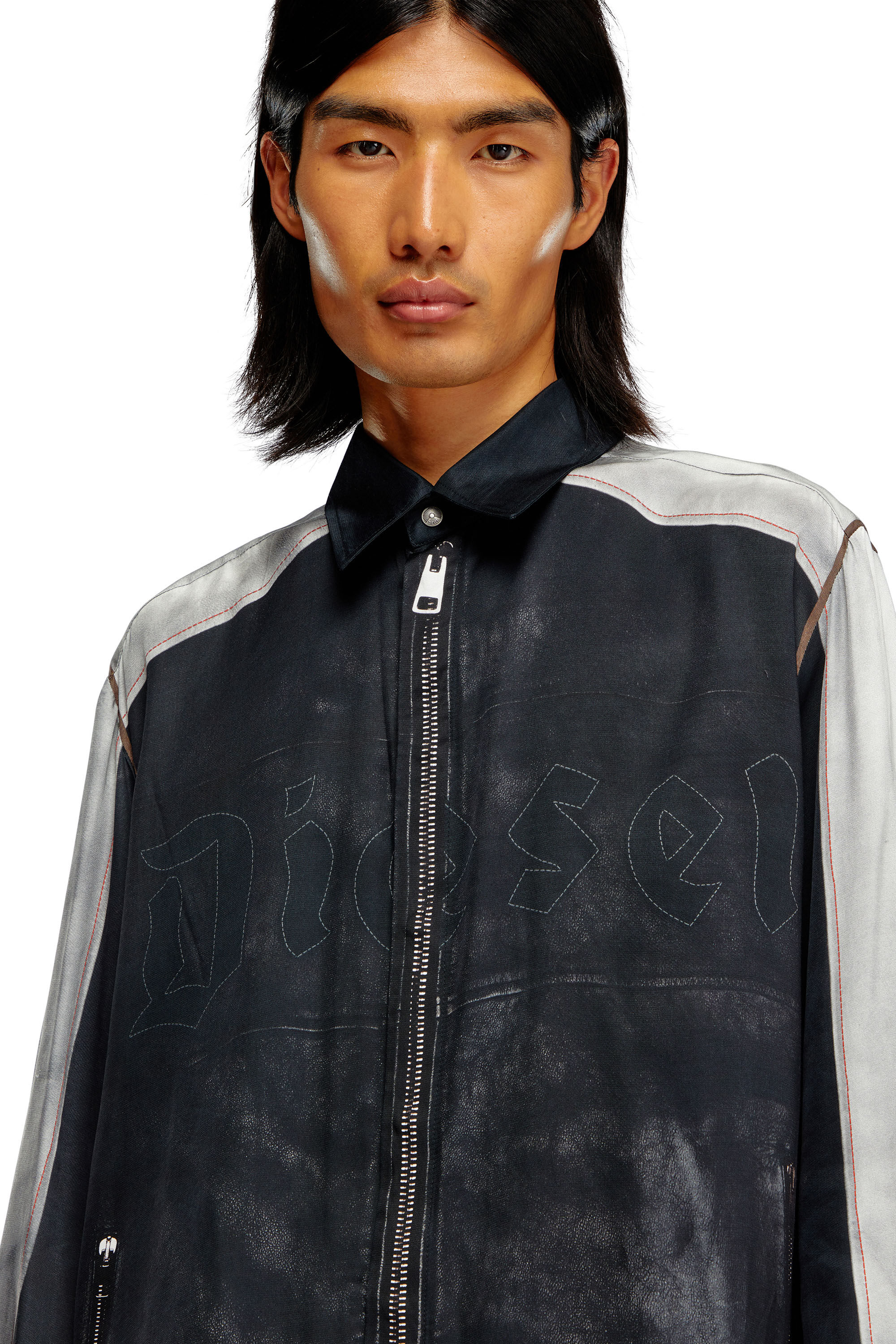 Diesel - S-AFTER, Man Shirt with trompe l'oeil print in Multicolor - Image 4