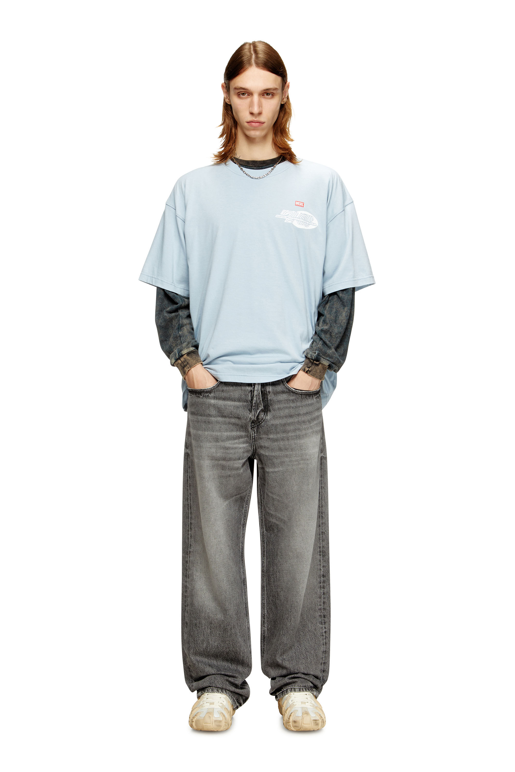 Diesel - T-BOXT-T23, Camiseta de algodón con estampado gráfico. Hombre in Azul marino - 1