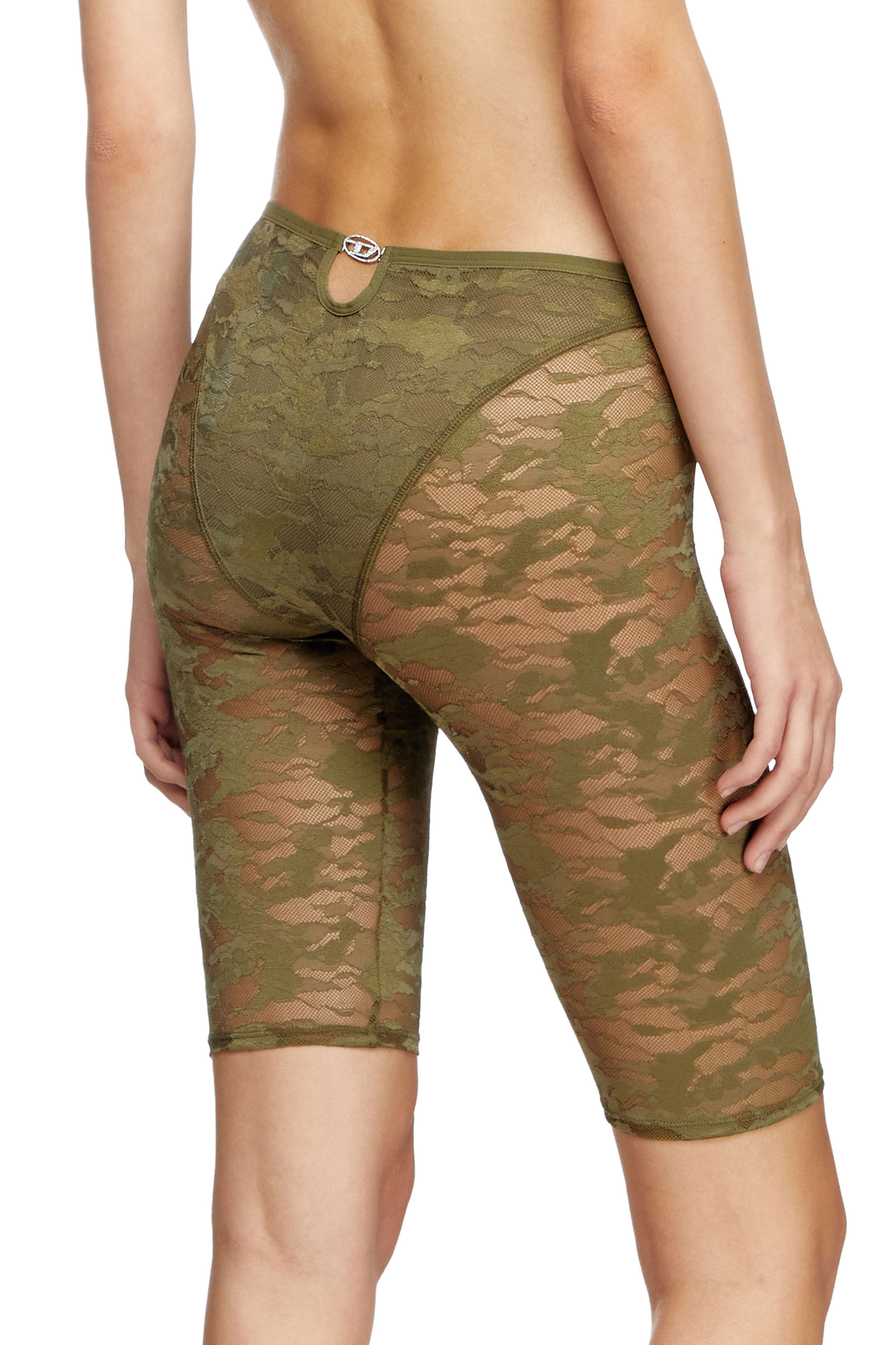 Diesel - UFLB-D-OVAL-LACE-SHORT, Pantalones cortos de encaje y camuflaje con placa Oval D Mujer in Verde - 4