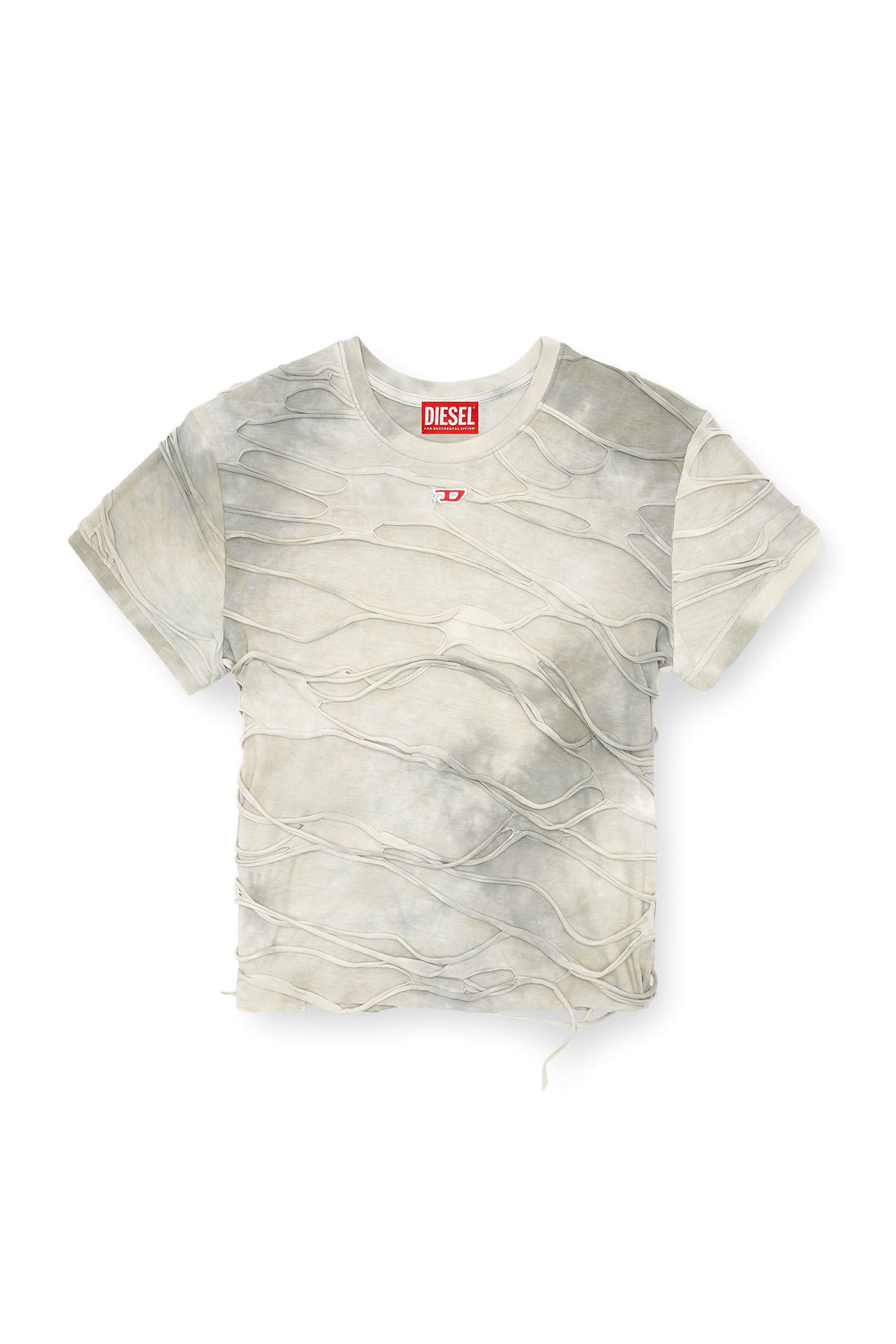 Diesel - T-UNCUTIE-LONG-P1, Mujer Camiseta con hilos flotantes in Gris - Image 2