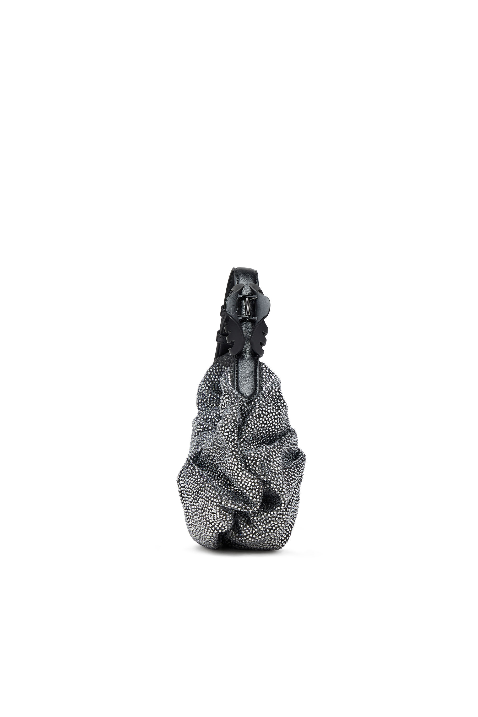 Diesel - GRAB-D HOBO S, Woman's Grab-D S-Small scrunched hobo bag in crystal denim in Black - 3