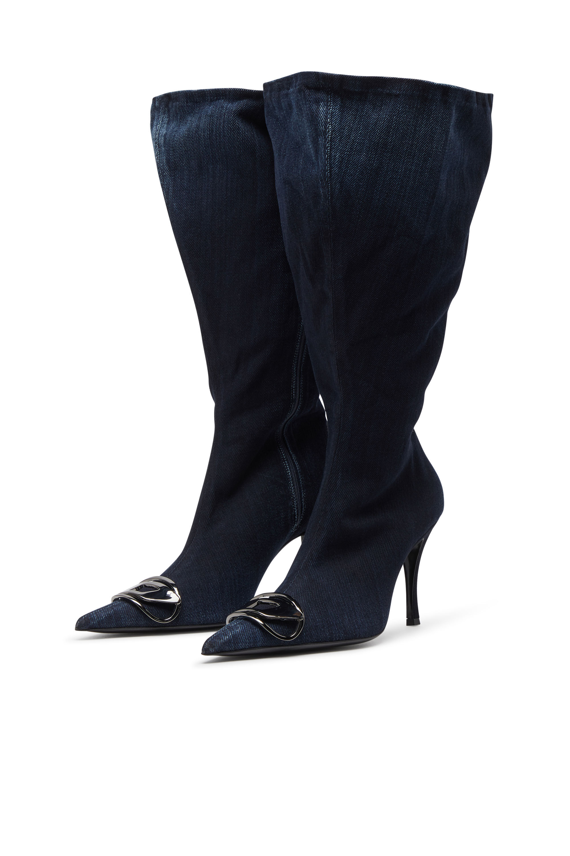Women's D-Venus-Wide knee-high boots in denim | Blue | Diesel