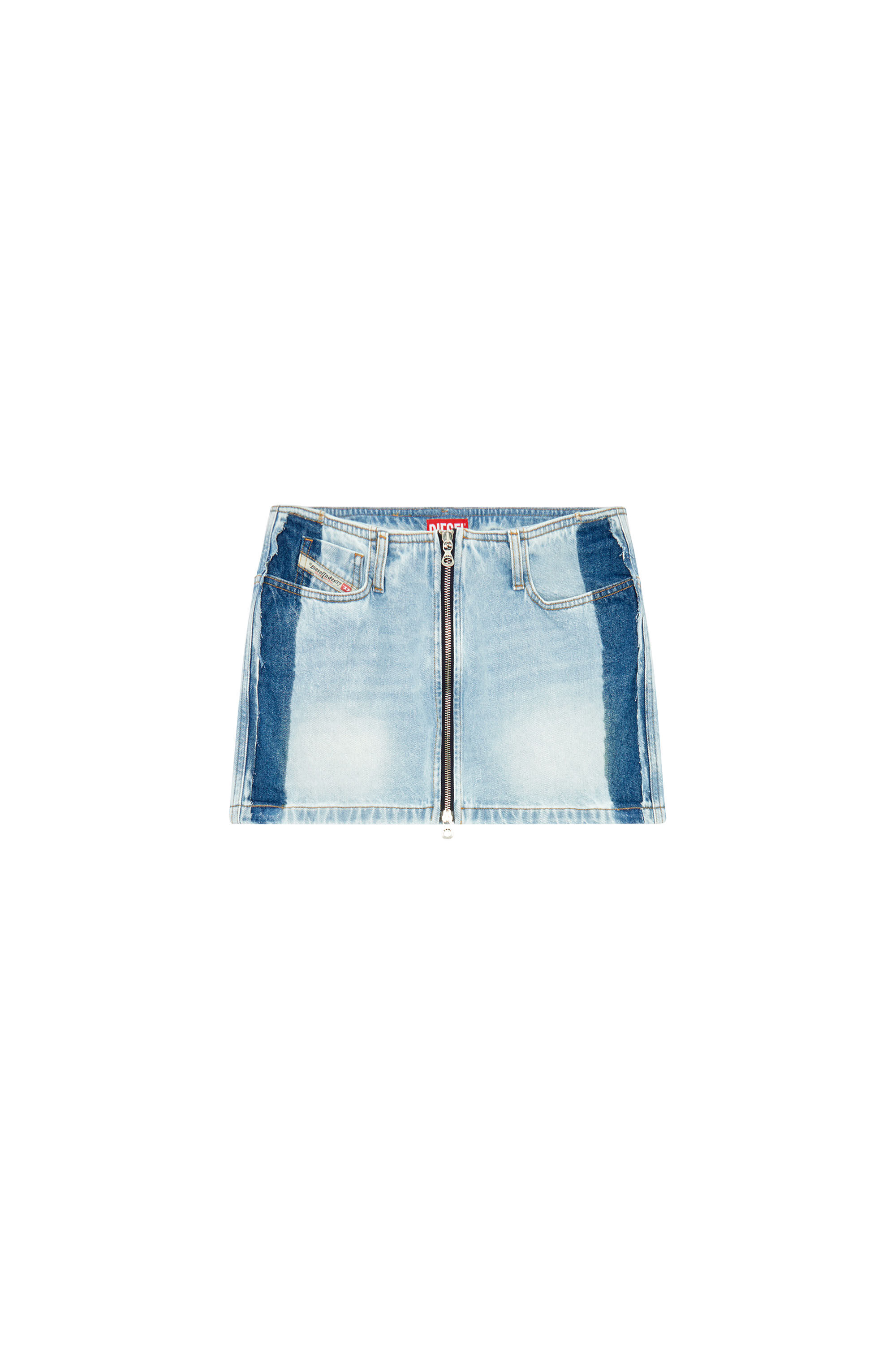 Women's Miniskirt in two-tone denim | Blue | Diesel