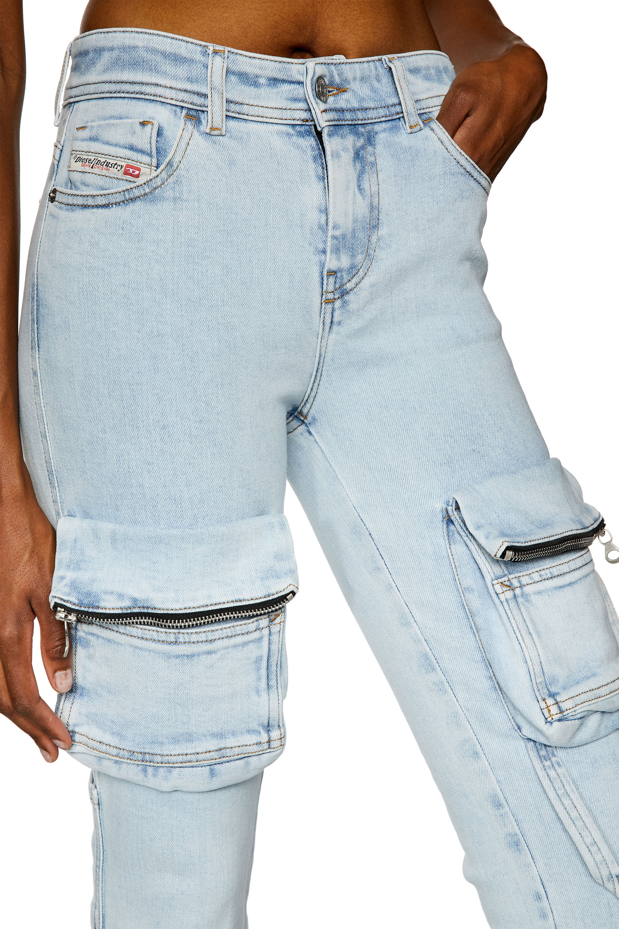 Women's Skinny Cargo Jeans | Light blue | Diesel 1984 Slandy-High