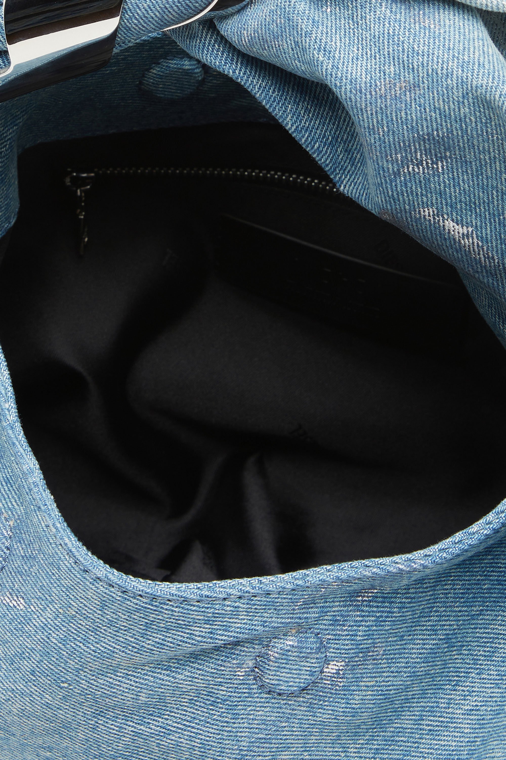 Diesel - GRAB-D HOBO M, Woman Grab-D M-Hobo bag in reflective solarised denim in Blue - Image 2