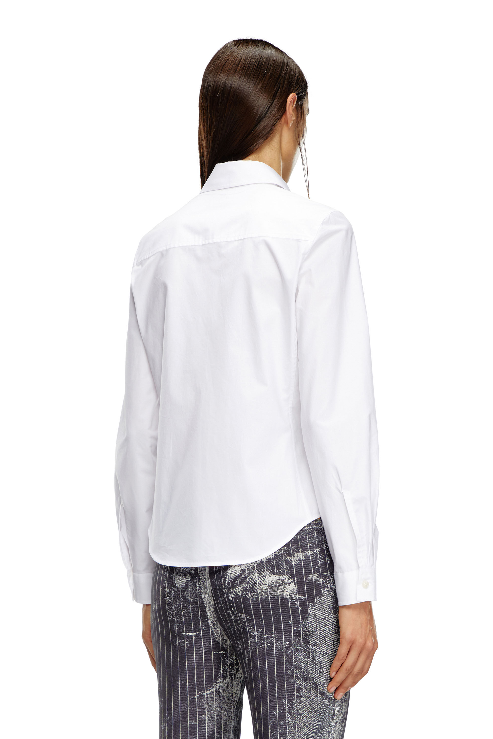 Diesel - C-GISEL-P1, Woman Shirt with logo-embroidered collar in White - Image 5