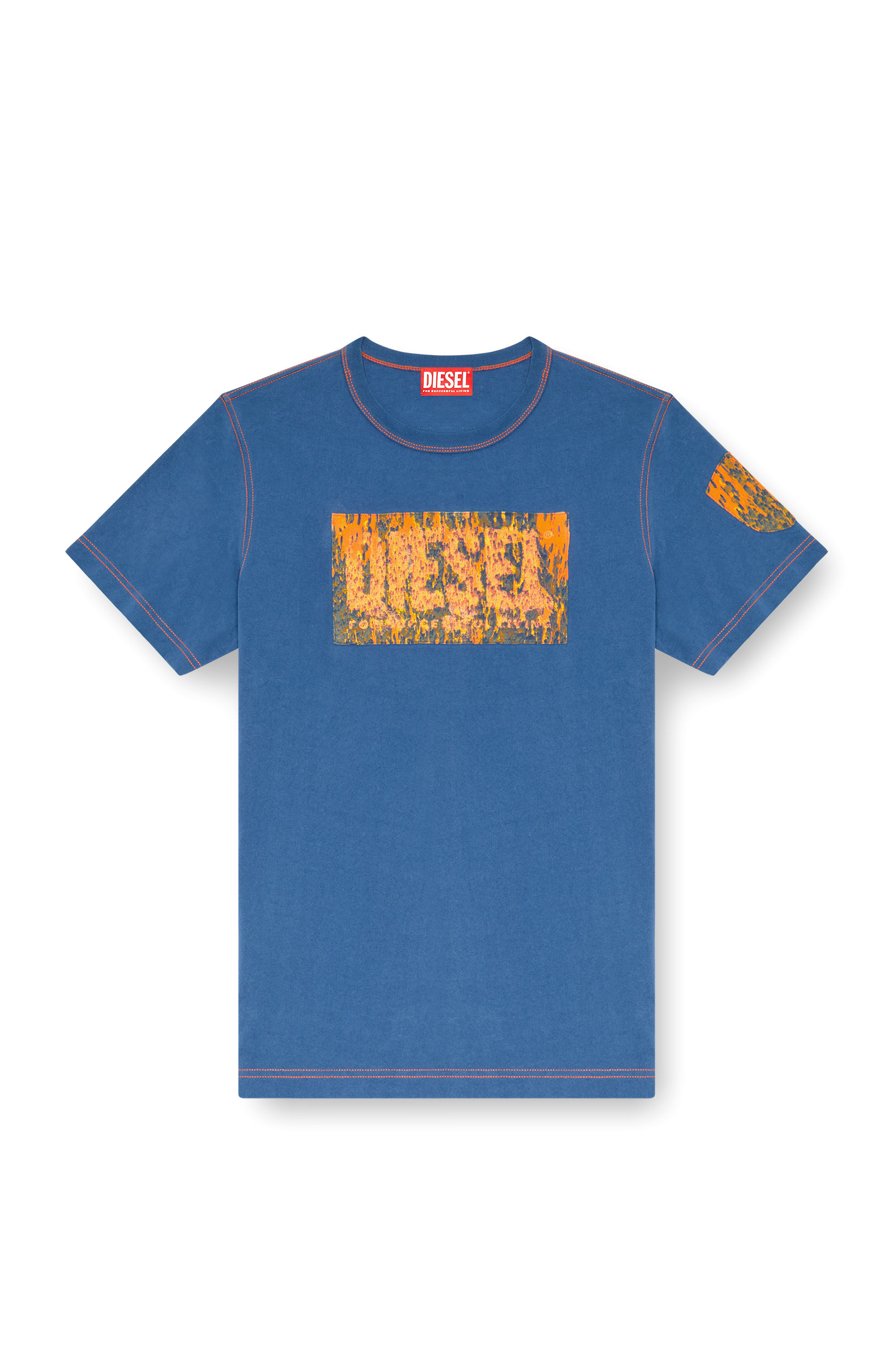 Diesel - T-ADJUST-Q1, Man's T-shirt with graphic patches in Blue - 2