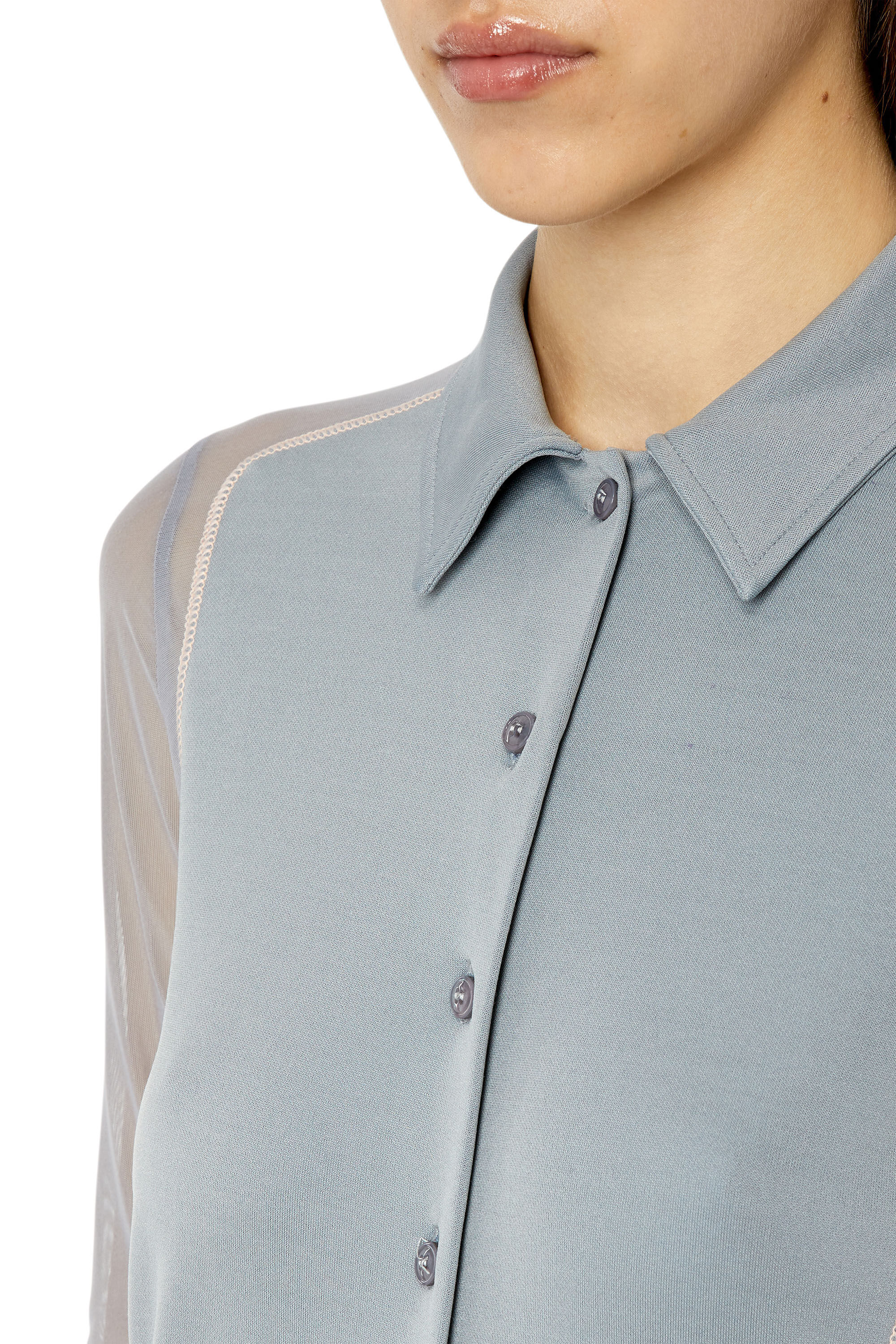 Diesel - T-NOXA, Woman's Modal blend shirt with mesh inserts in Light Grey - 4
