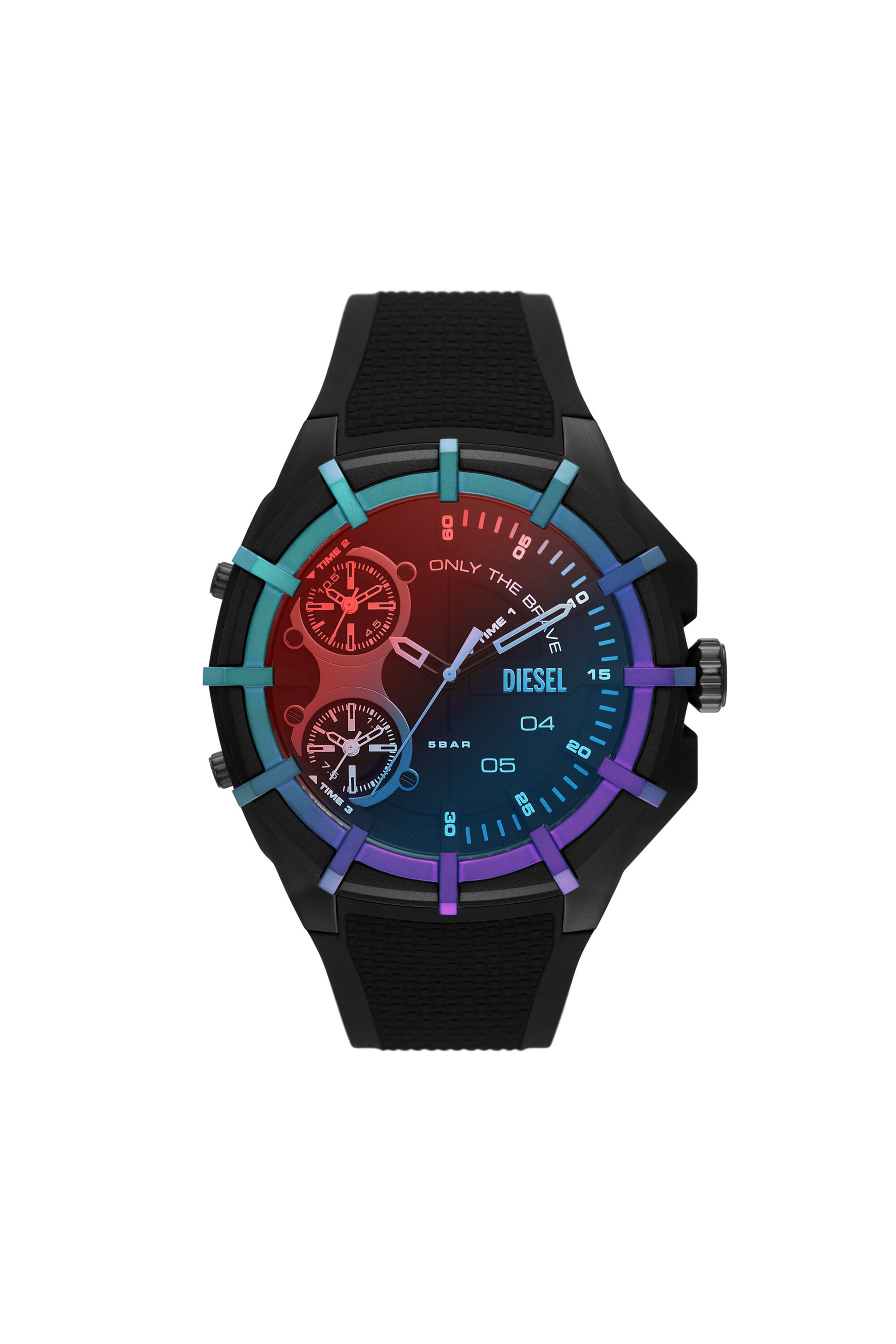 DZ1986 Man: Framed three-hand black silicone watch | Diesel