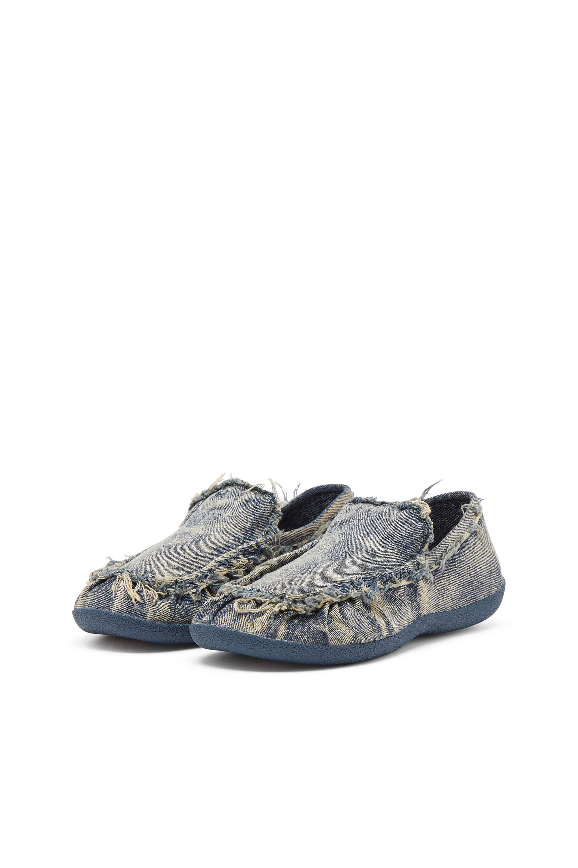 Diesel - D-SHOCK MOC, Man's D-Shock-Distressed denim loafers in Blue - 8