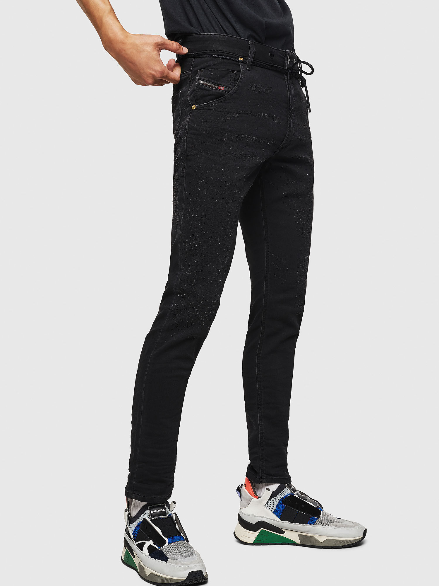 KROOLEY X JOGGJEANS 0092N Men Carrot Black Dark grey Jeans Diesel