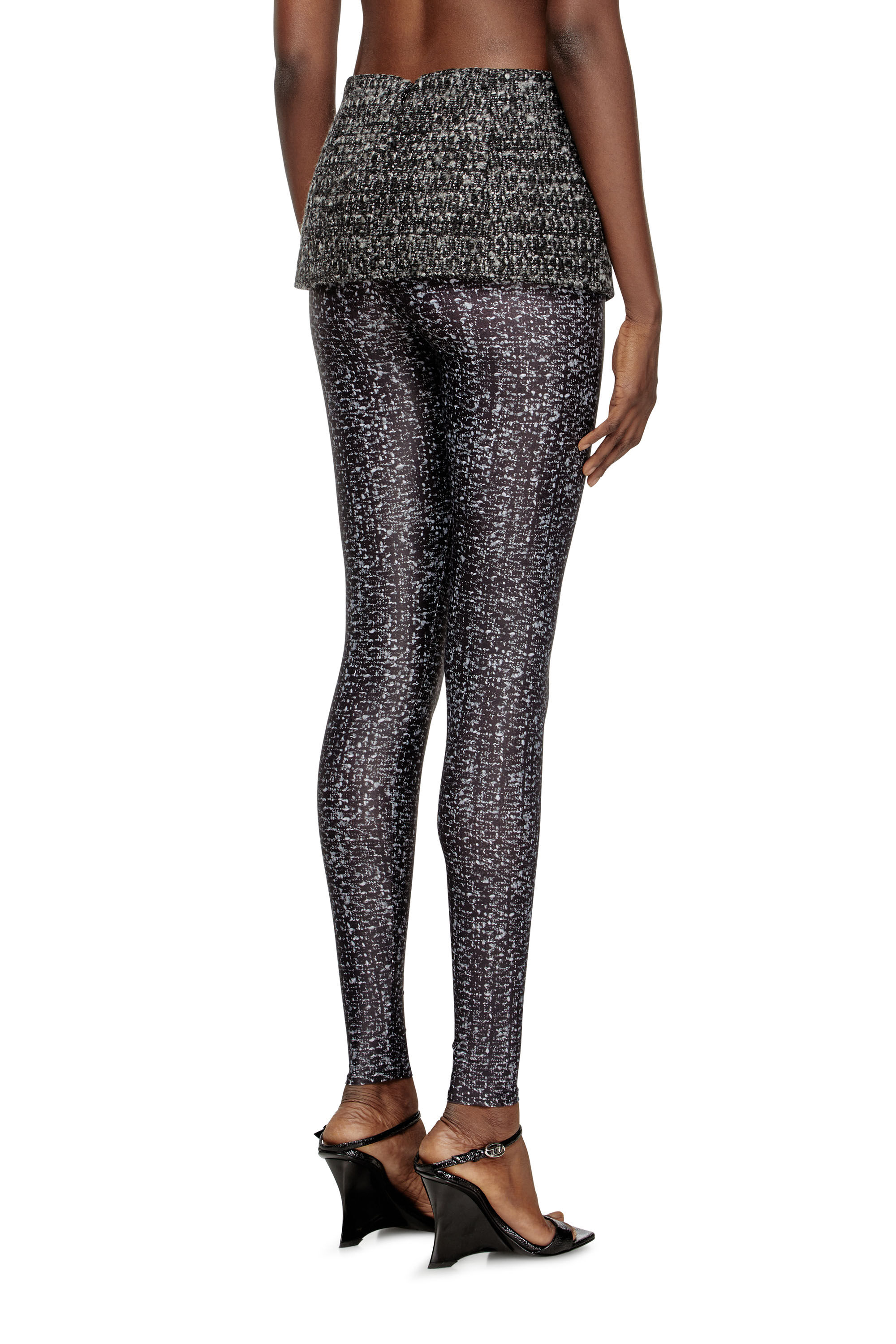 Diesel - P-HOUR, Woman's Bouclé skirt with leggings in Black - 5