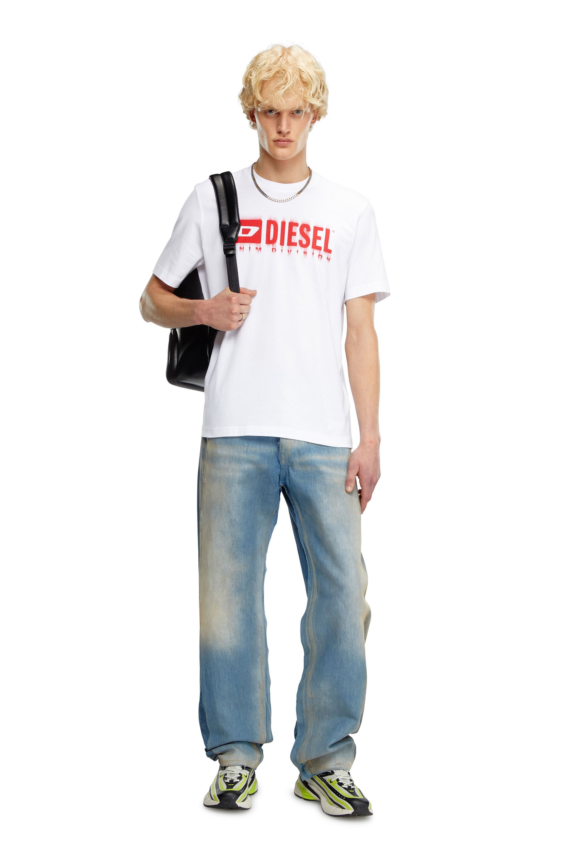 Diesel - T-ADJUST-Q7, Man T-shirt with blurry Diesel logo in White - Image 1