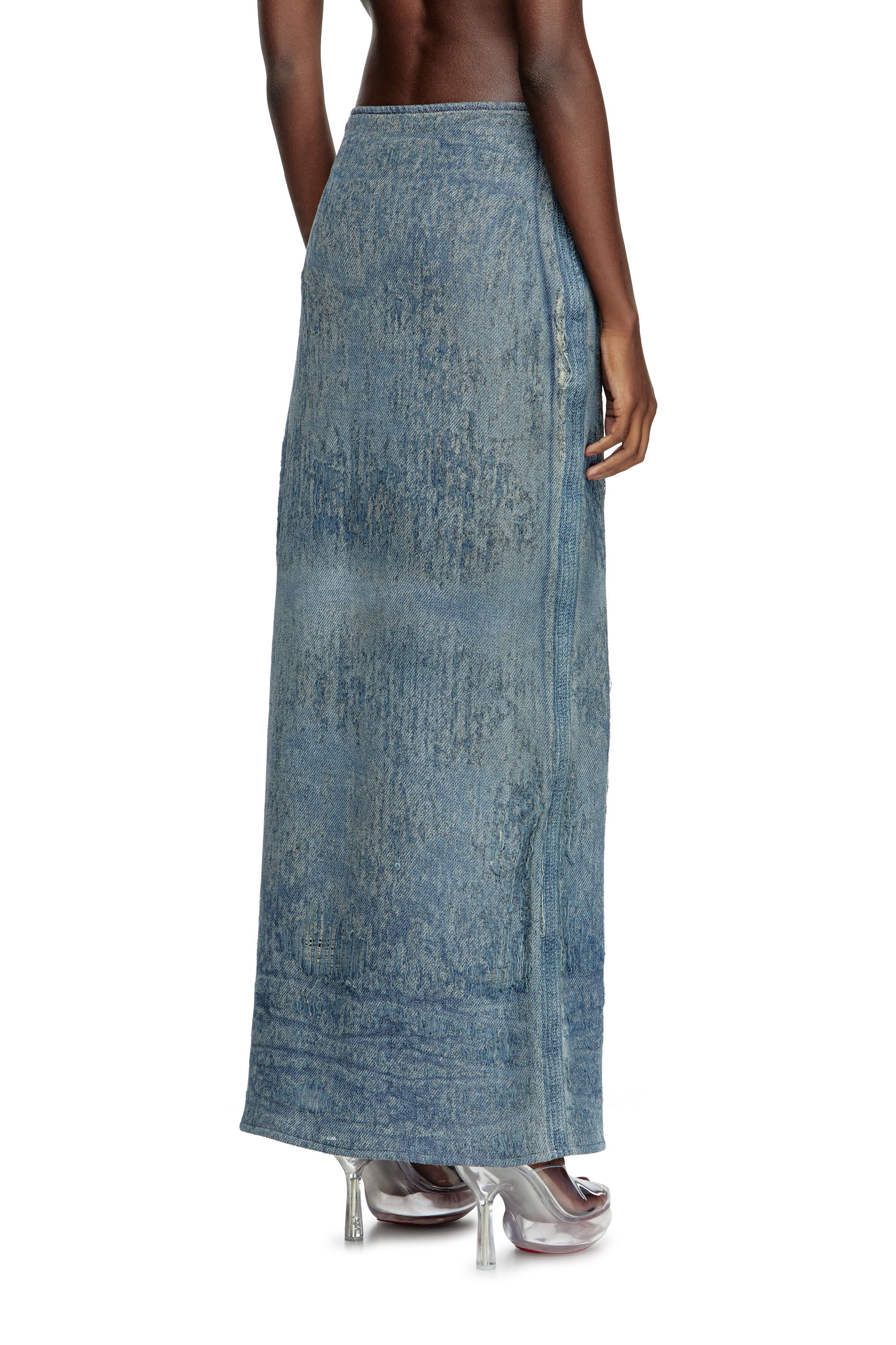 ◆DIESEL◆ M Ilan Skirt Blue A130280BNAE8NC A130280BNAE8NCSS Women's Knit pencil skirt with metallic effects | Blue | Diesel