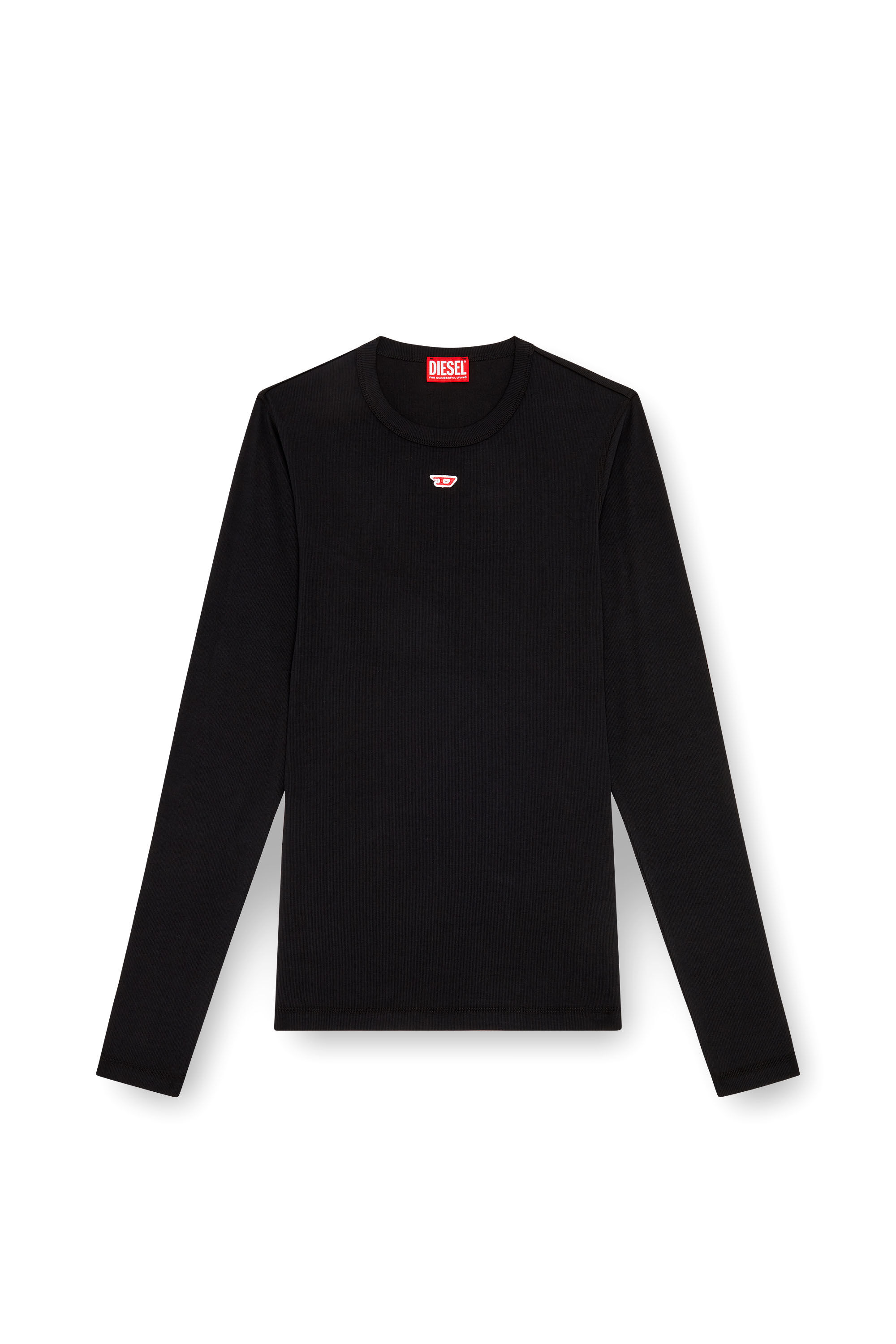 Diesel - D-RIBBER-LS-N, Camiseta de manga larga con parche D Hombre in Negro - 2
