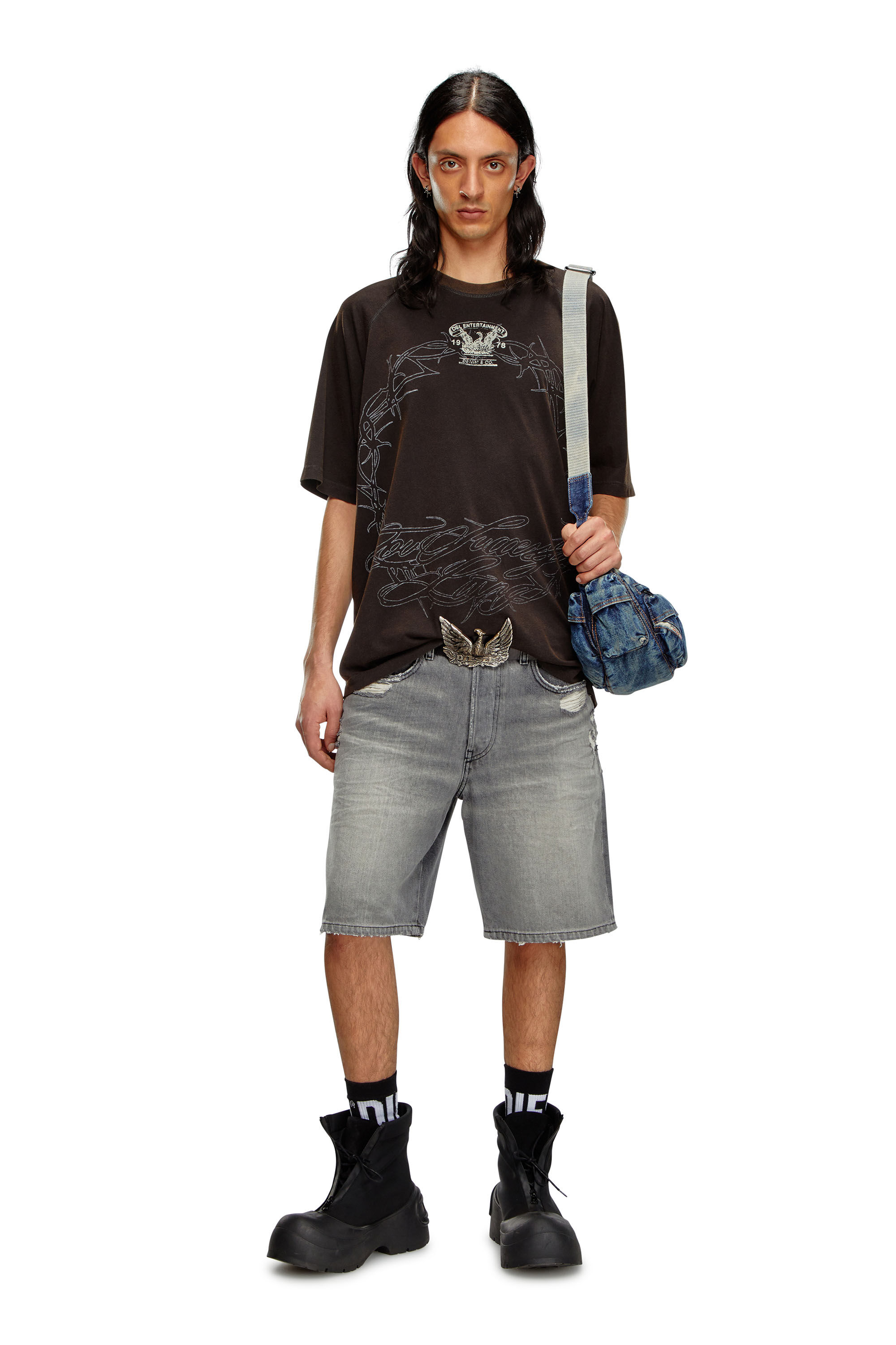 Diesel - REGULAR-SHORT, Pantalones cortos en denim Hombre in Gris - 1