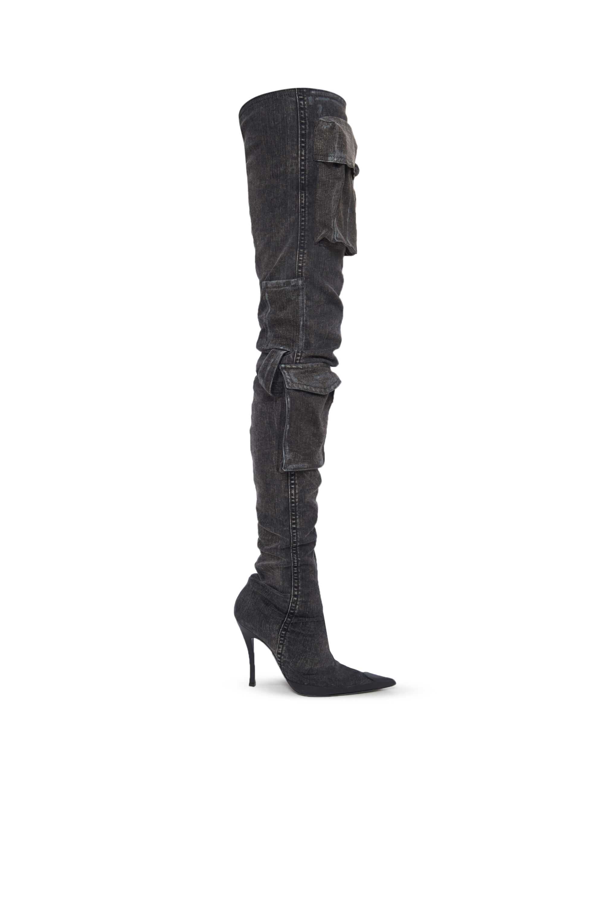 D VENUS TBT P Woman Denim thigh high boots with 3D pockets Diesel
