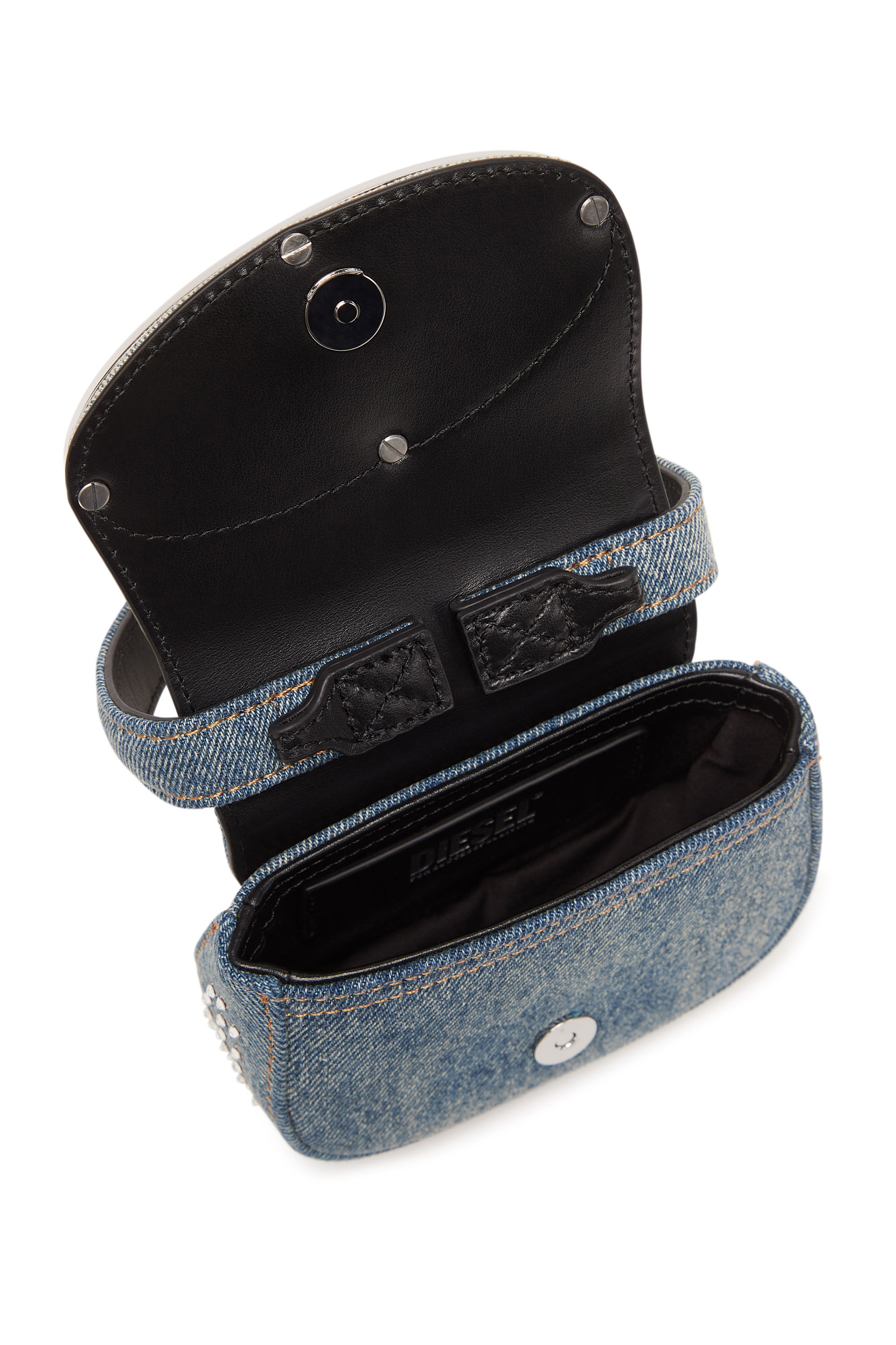 Diesel - 1DR XS, Woman 1DR XS - Iconic mini bag in denim and crystals in Blue - Image 2
