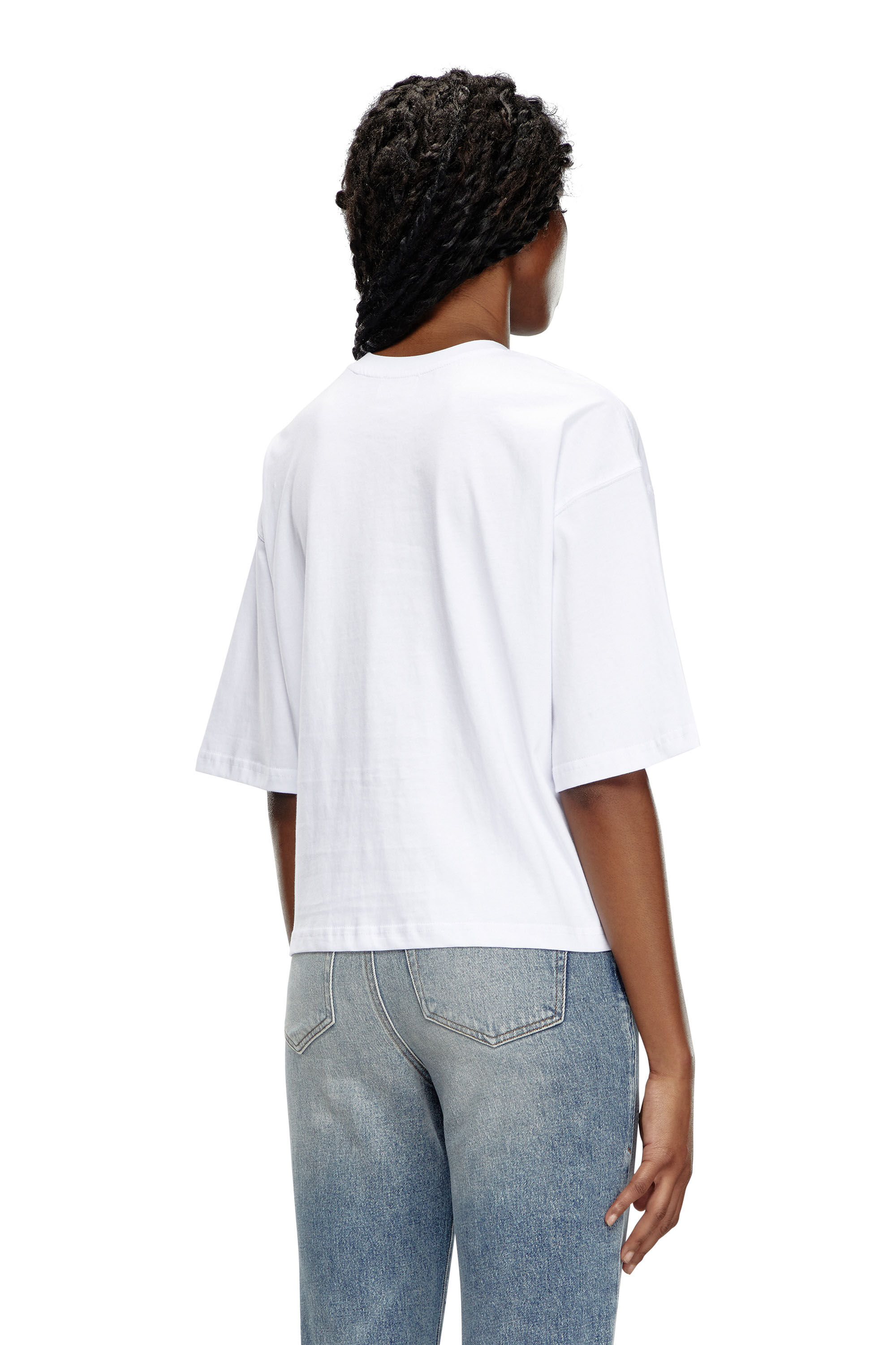 Diesel - T-BUXT-CROP-OD, Woman's Boxy T-shirt with cut-out Oval D logo in White - 4