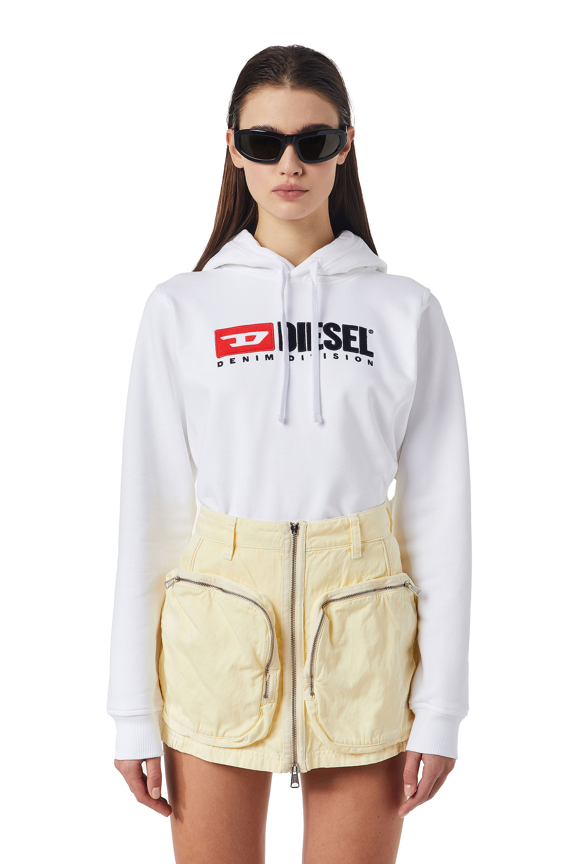 Diesel - F-REGGY-HOOD-DIV, Sudadera con capucha Denim Division Mujer in Blanco - 3
