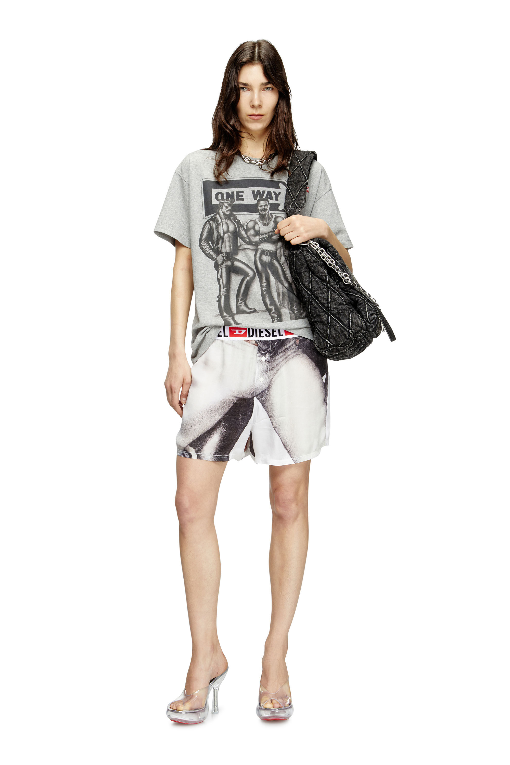 Tシャツ・カットソー DIESEL pr-t-norm-tom25 Women's T-shirt with graphic print | Grey | Diesel